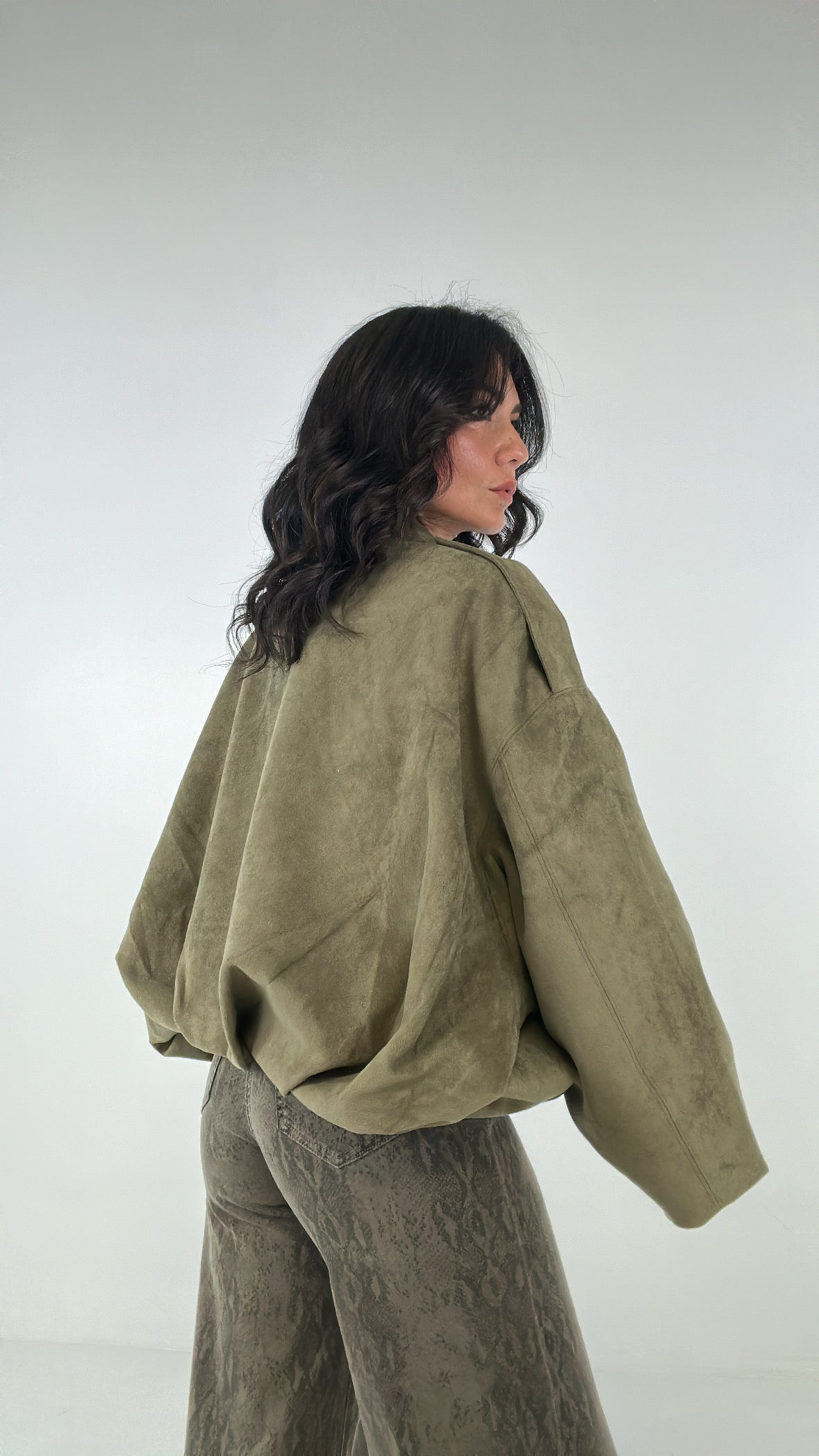 Bomber IN CAMOSCIO - VERDE MILITARE
