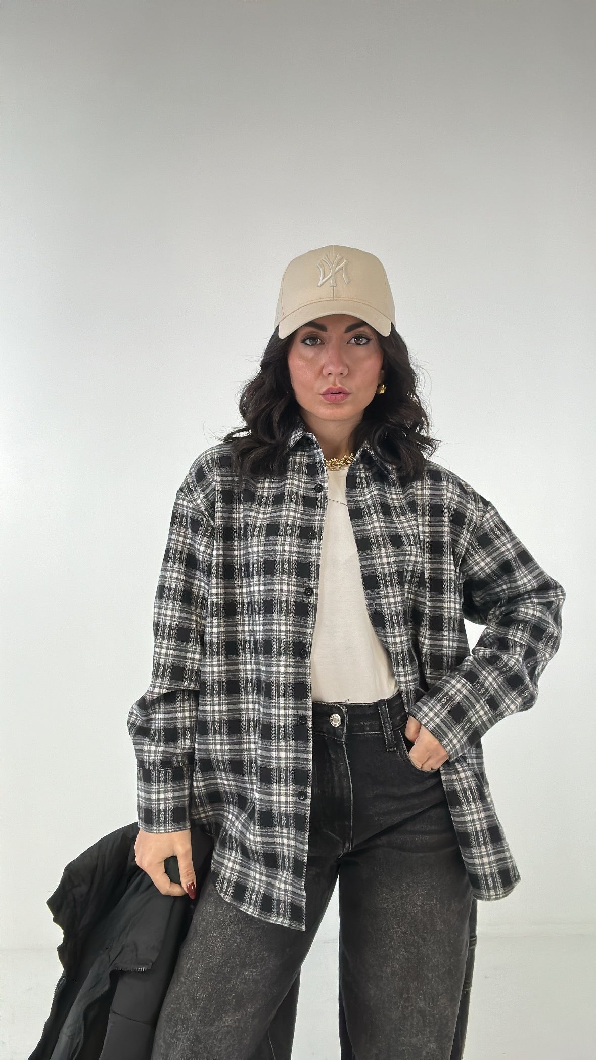 Camicia QUADRI STRAPPETTI - NERO