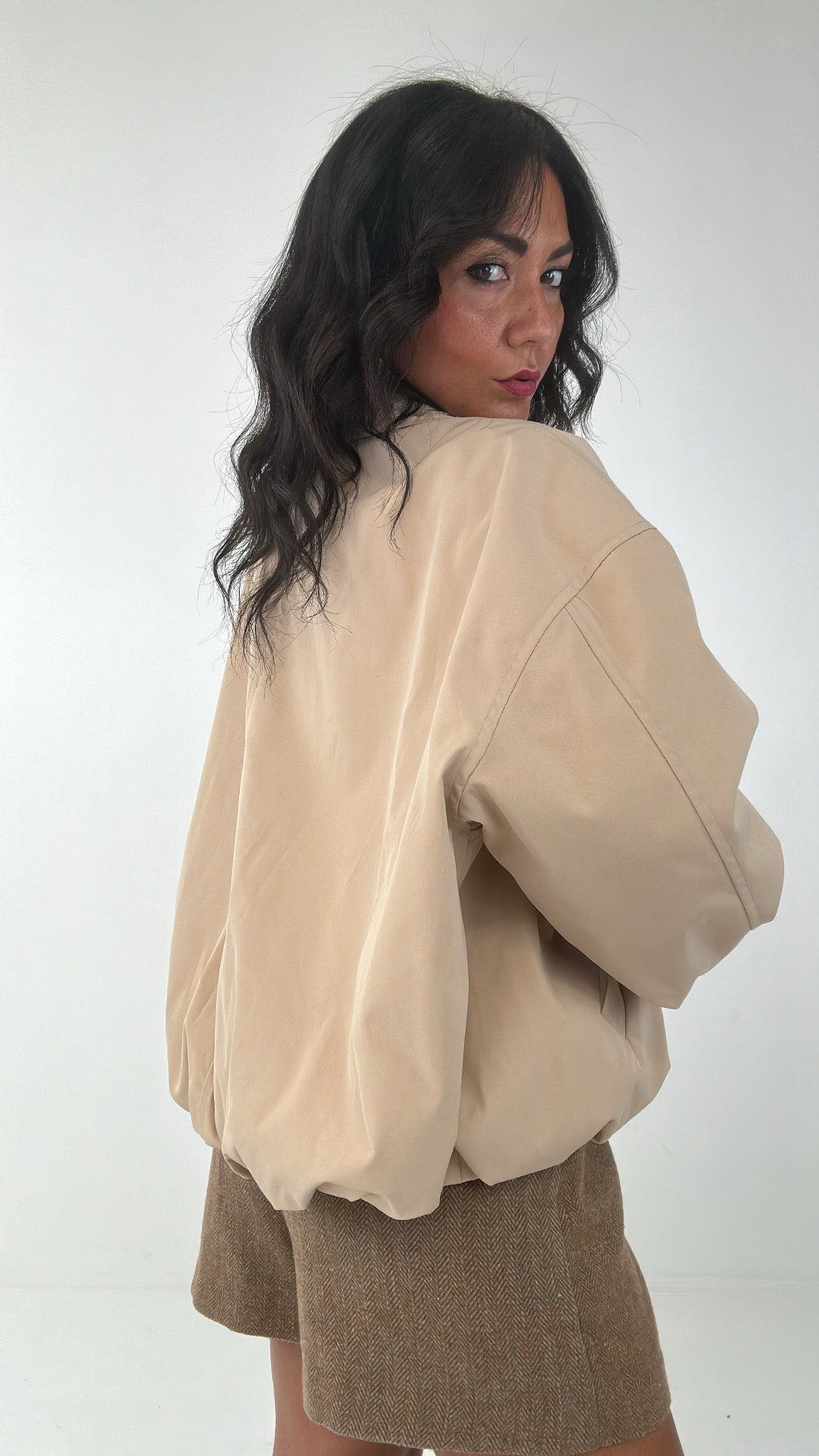 Bomber LUMINA COLLO - BEIGE