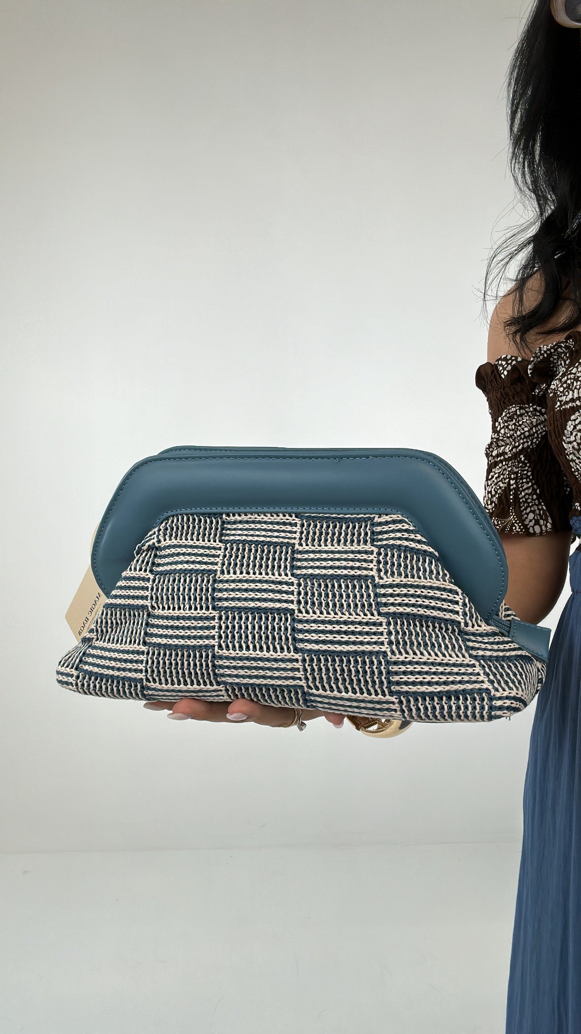 Pochette RAFFIA INTRECCIO - BLU