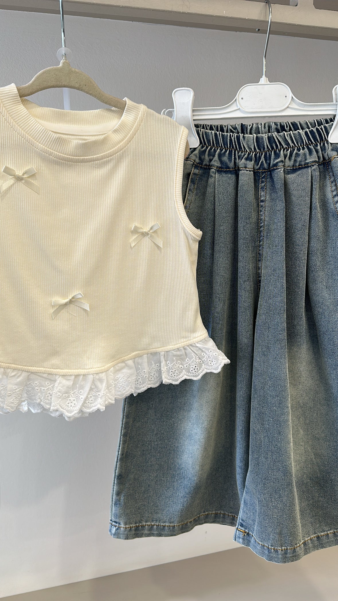 Completo JEANS E FIOCCHETTI 3-8 - PANNA