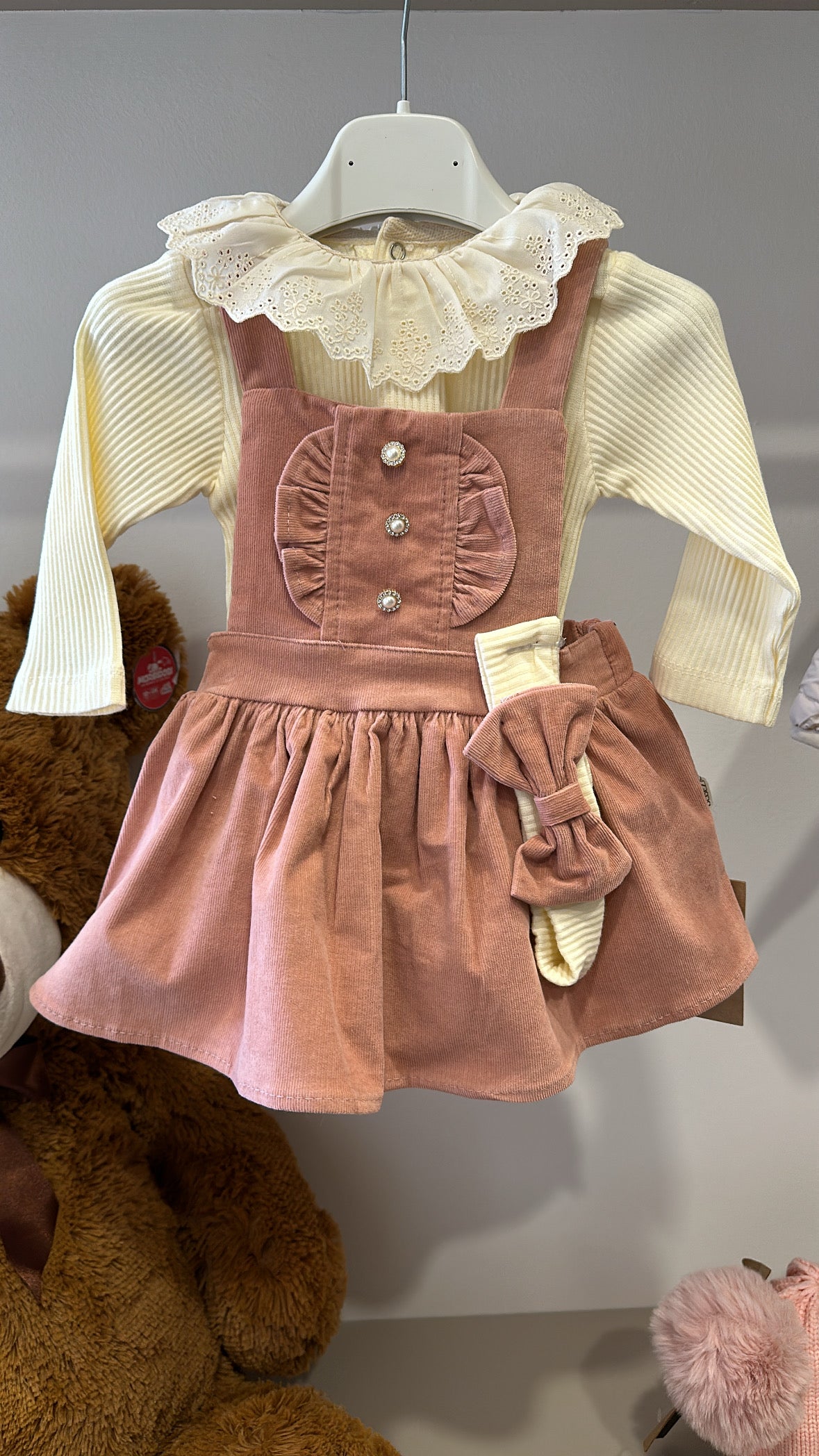 Completo SALOPETTA VELLUTO 9-24M - ROSA