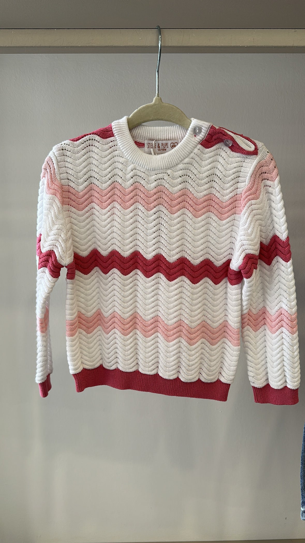 Pull ZIG ZAG 12-36M - BIANCO