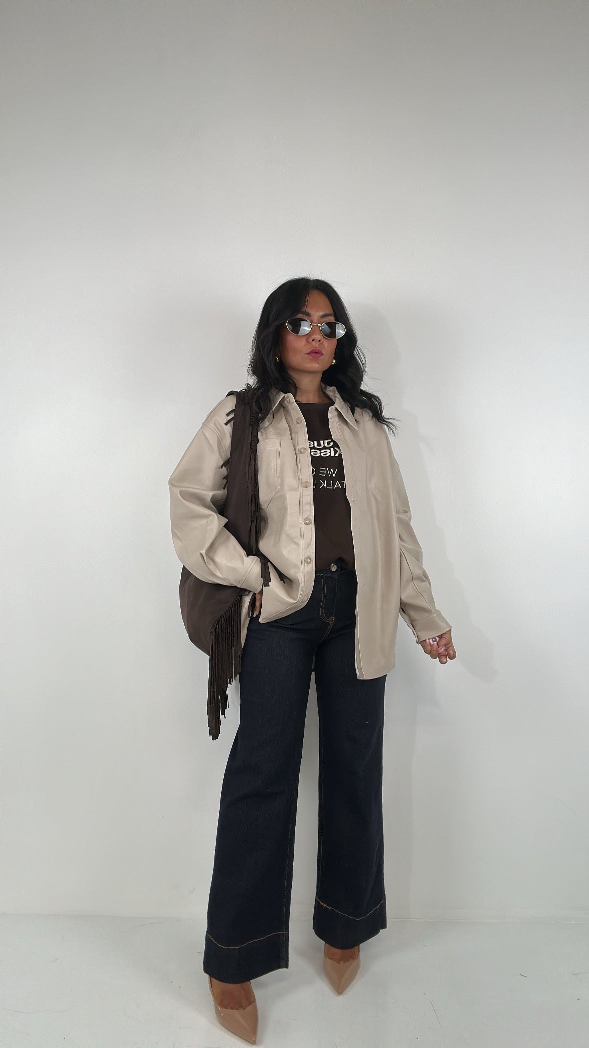 Camicia ECOPELLE OVER - BEIGE