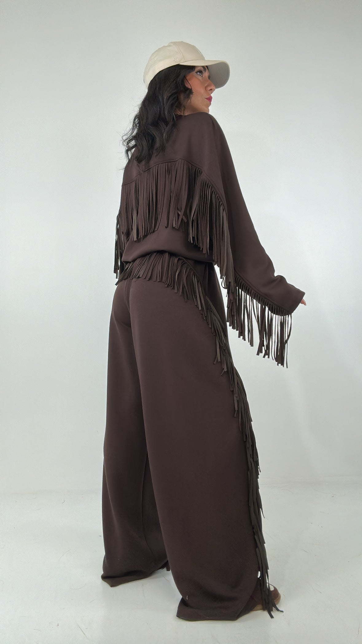 Pantalone LUMINA FRANGE - MARRONE