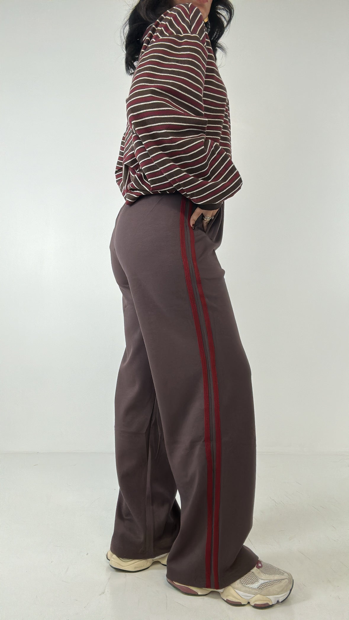 Pantalone TUTA CON RIGA VELLUTO - MARRONE