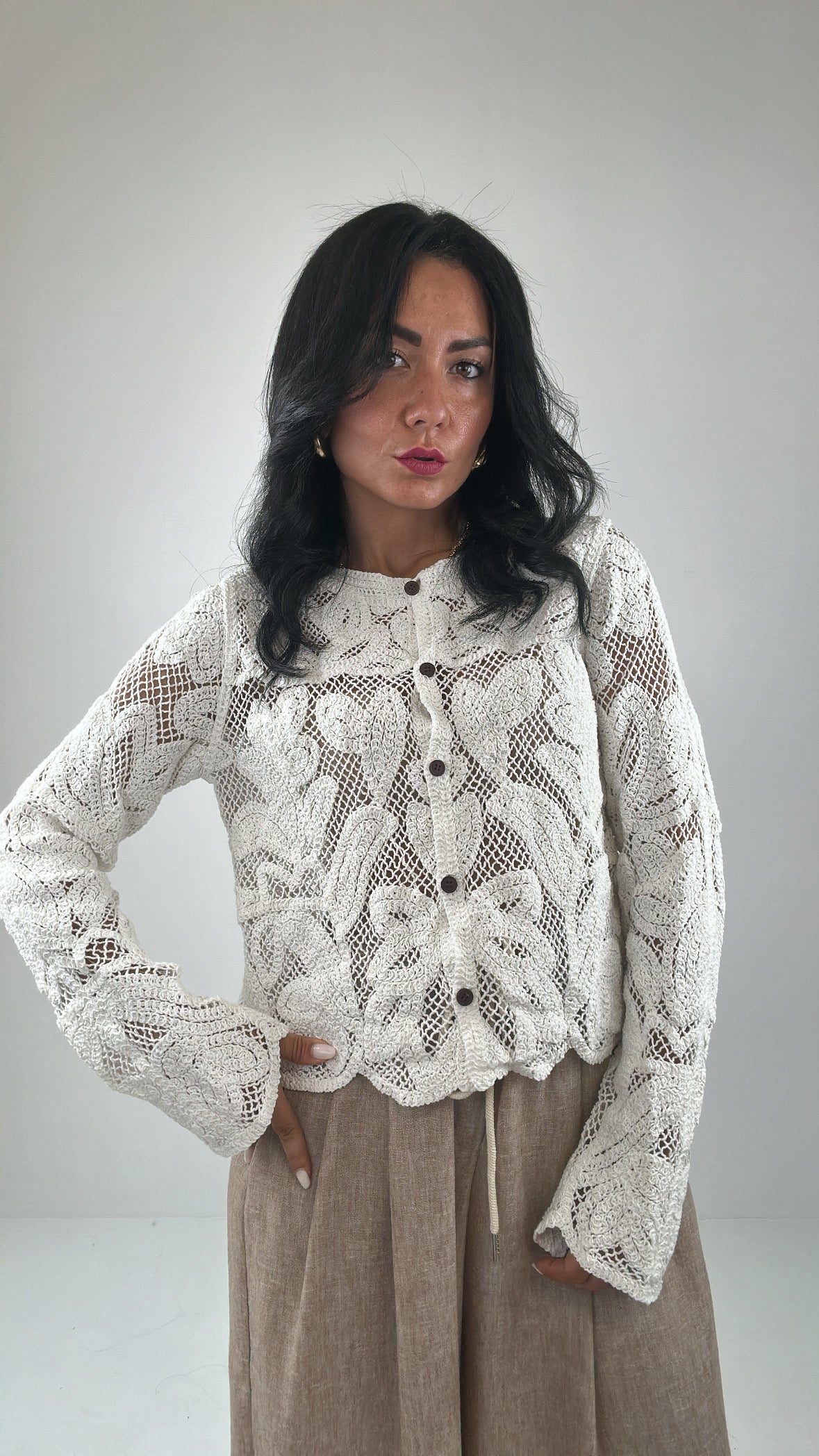 Cardigan TRAFORI - BIANCO