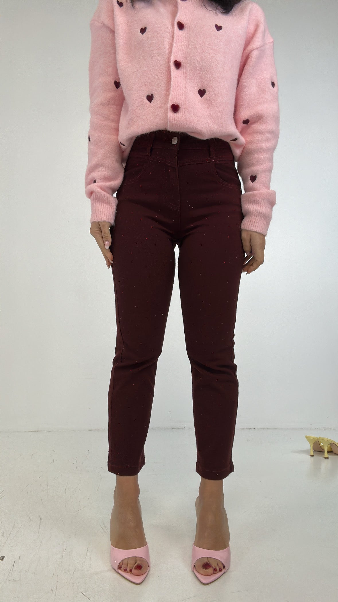 Jeans STRASS COLOR - BORDEAUX