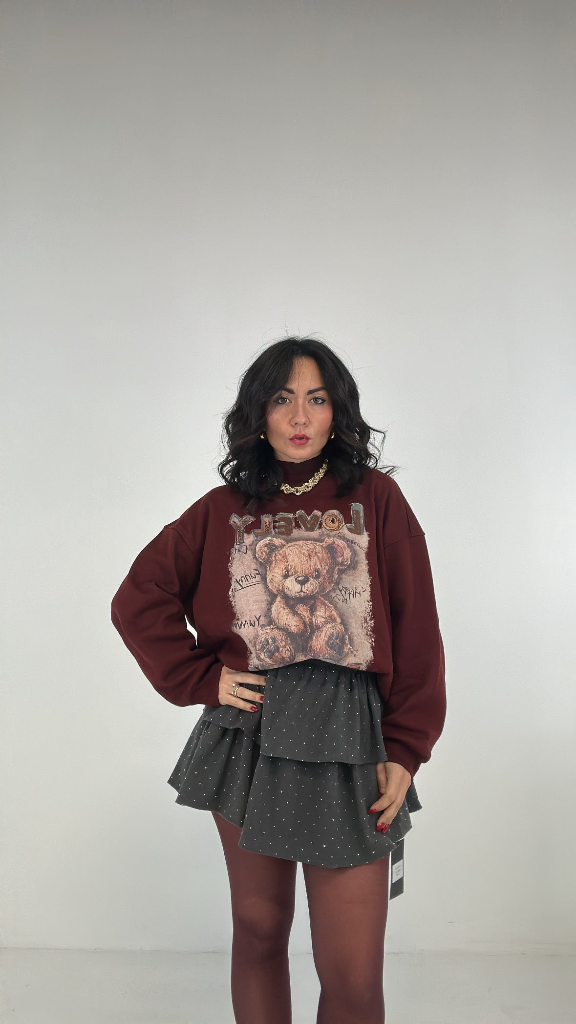 Gonna BALZE E BRILLANTINI - GRIGIO