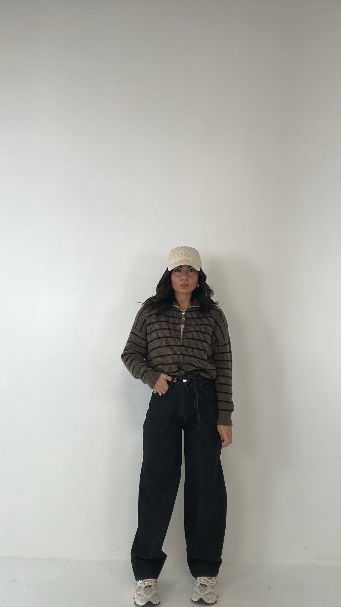 Jeans MOM FIT LACCETTO - NERO