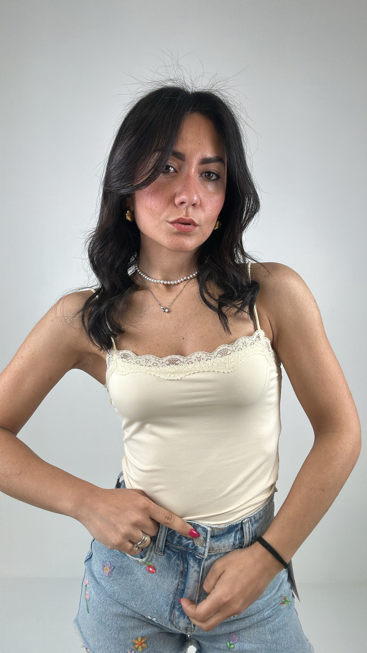 Body PARTI IN PIZZO - BEIGE