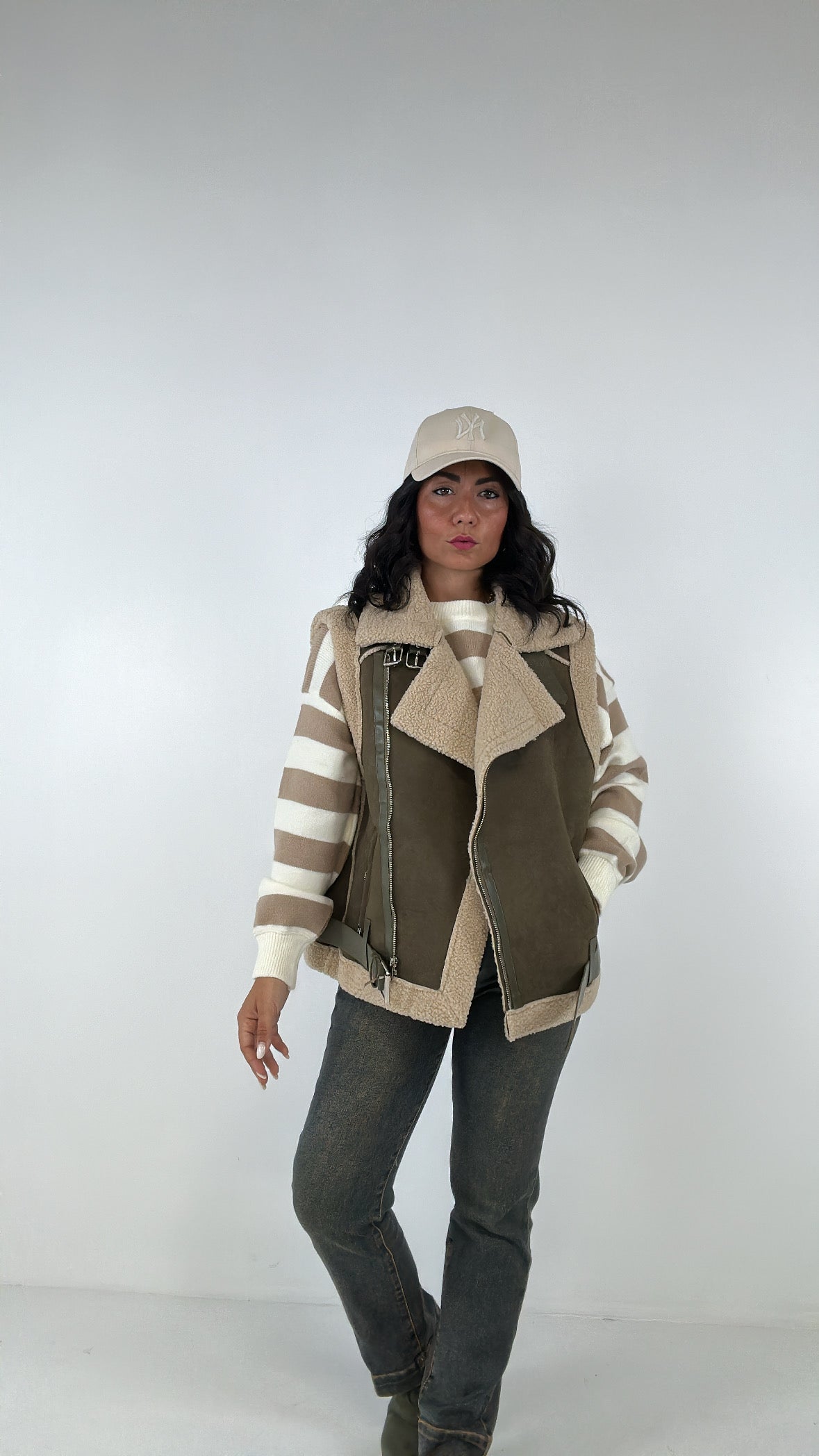 Ecomontone SMANICATO CON CINTURA - VERDE MILITARE