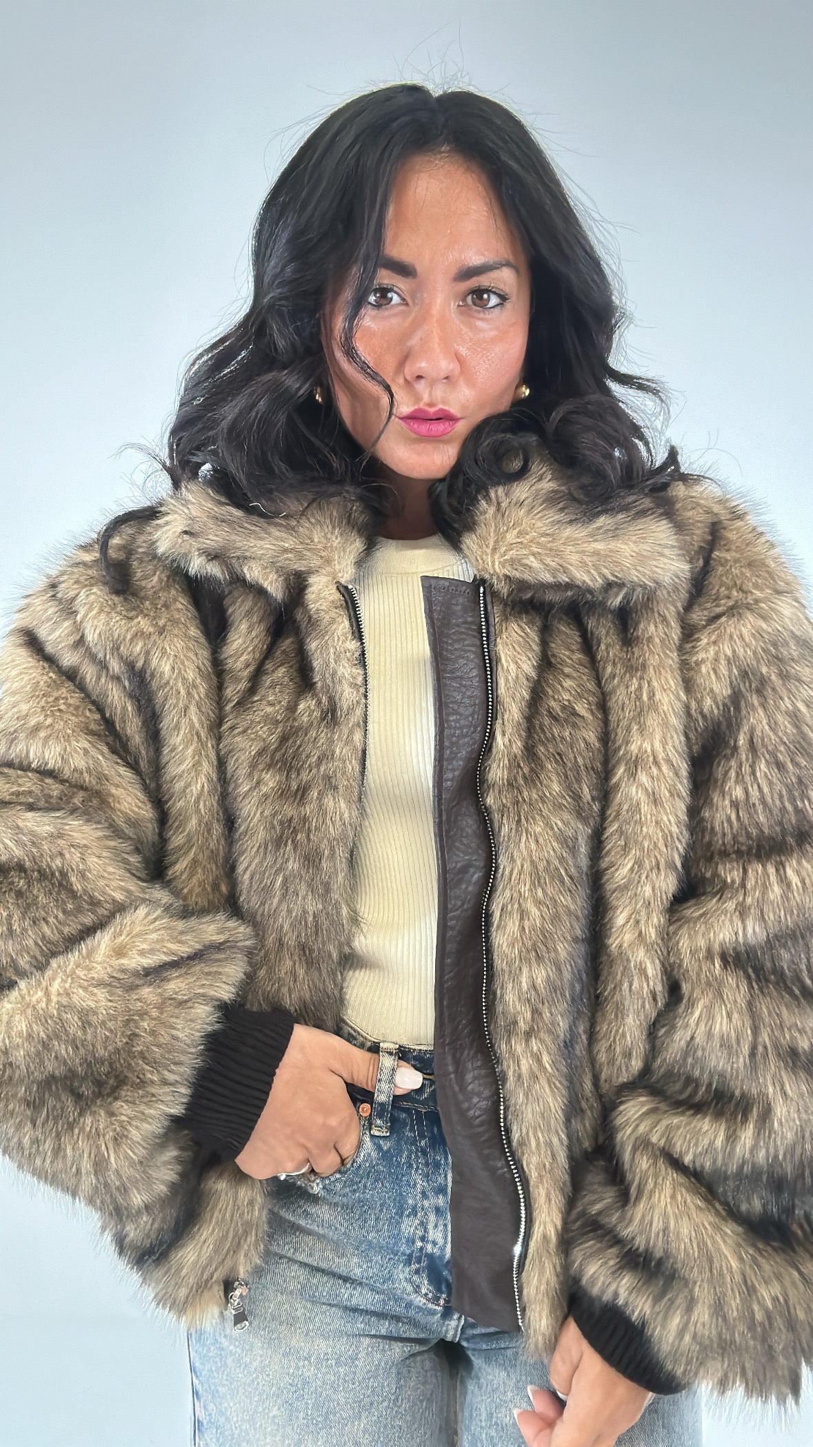 Ecopelliccia BOMBER LUMINA - BEIGE