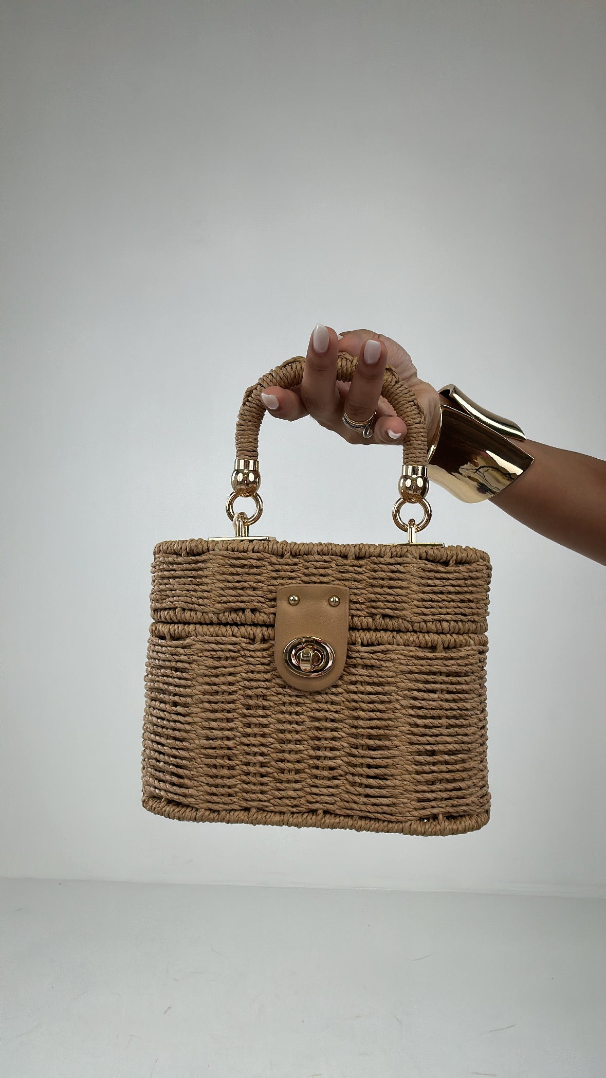 Borsa RAFFIA RIGIDO - CAMMELLO