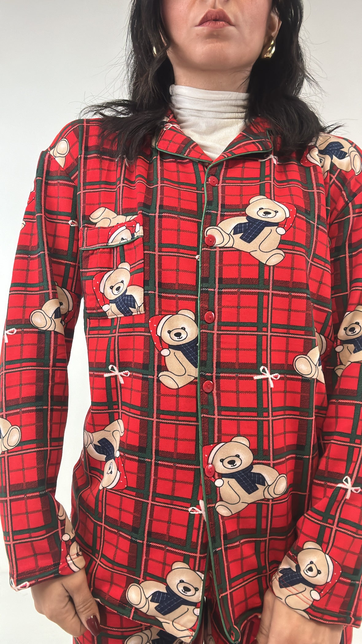 Pigiama UOMO-DONNA SCOZZESE CON ORSETTO - ROSSO