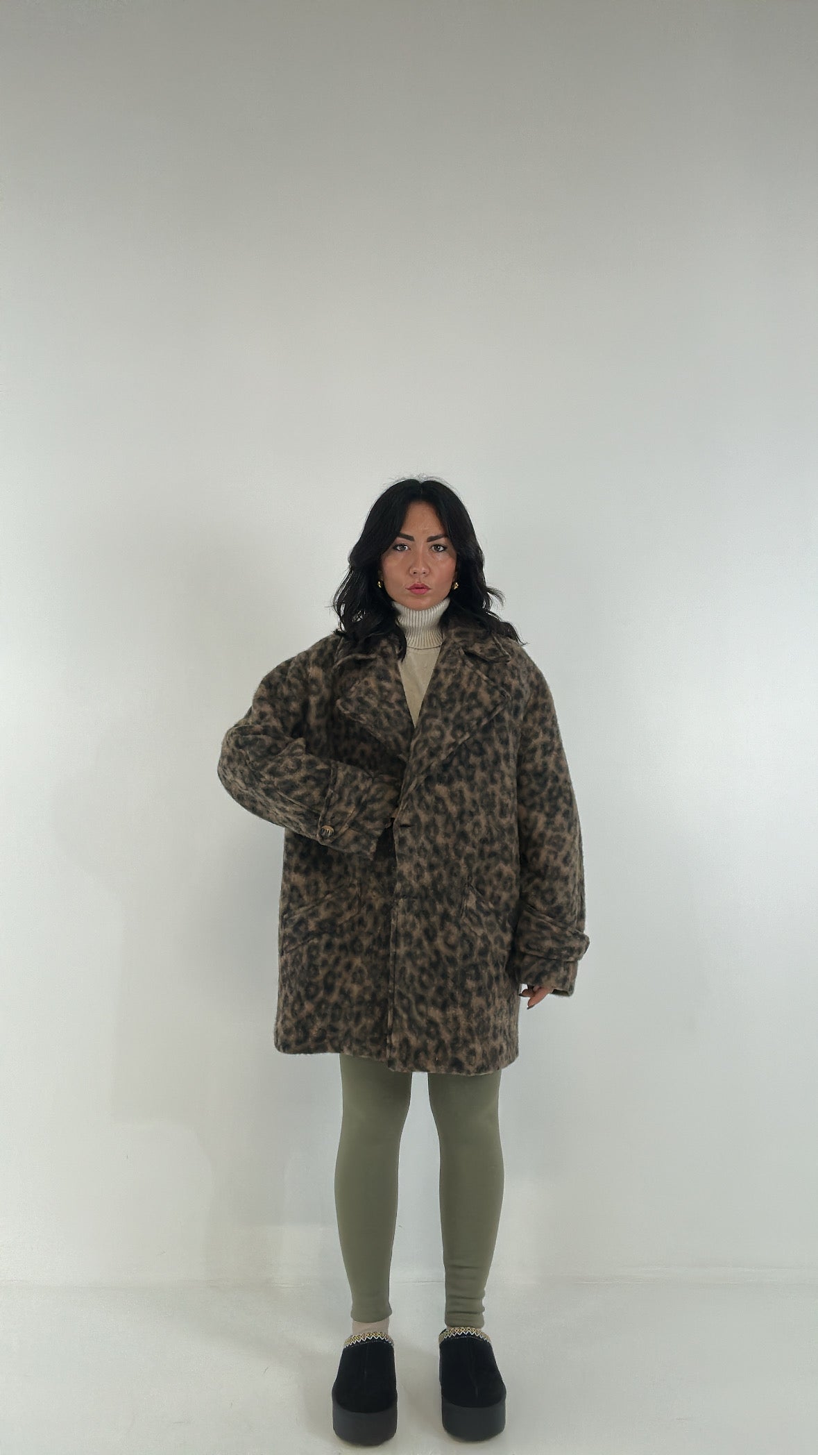 Cappotto OVER LEOPARD - NERO