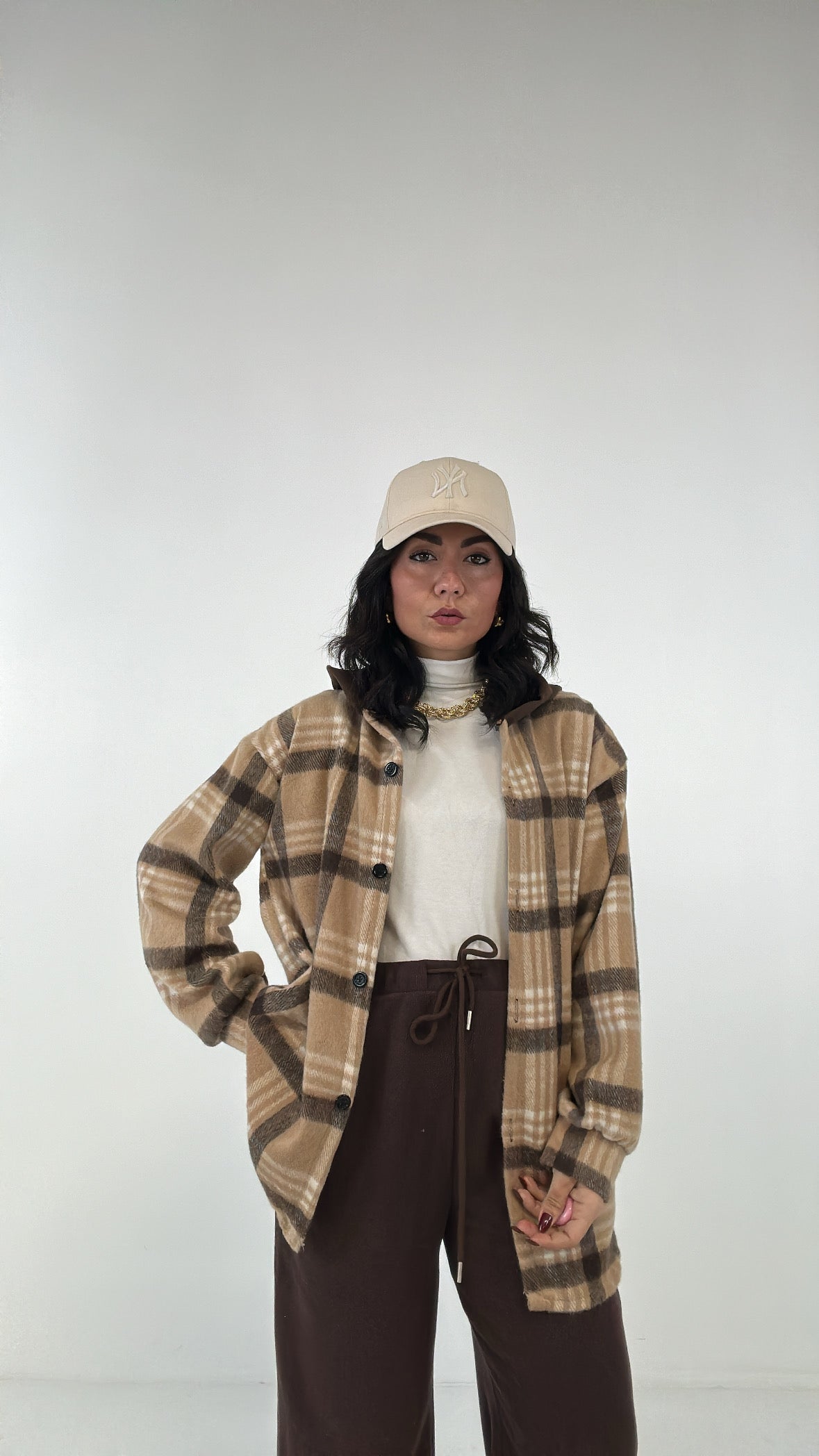 Camicia CAPPUCCIO E QUADRI - MARRONE