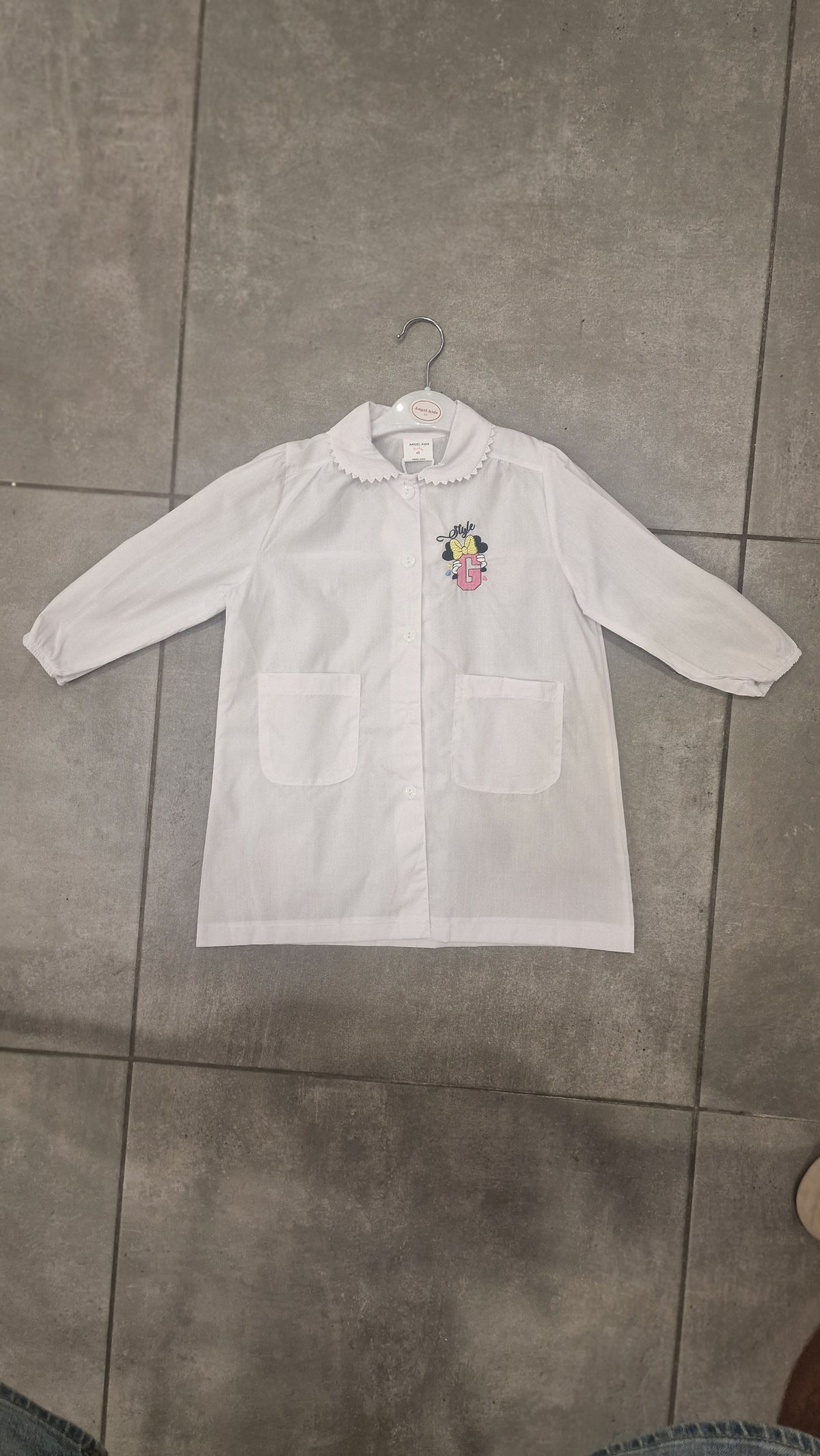 Grembiule ASILO ANGEL FEM BOTTONI - BIANCO