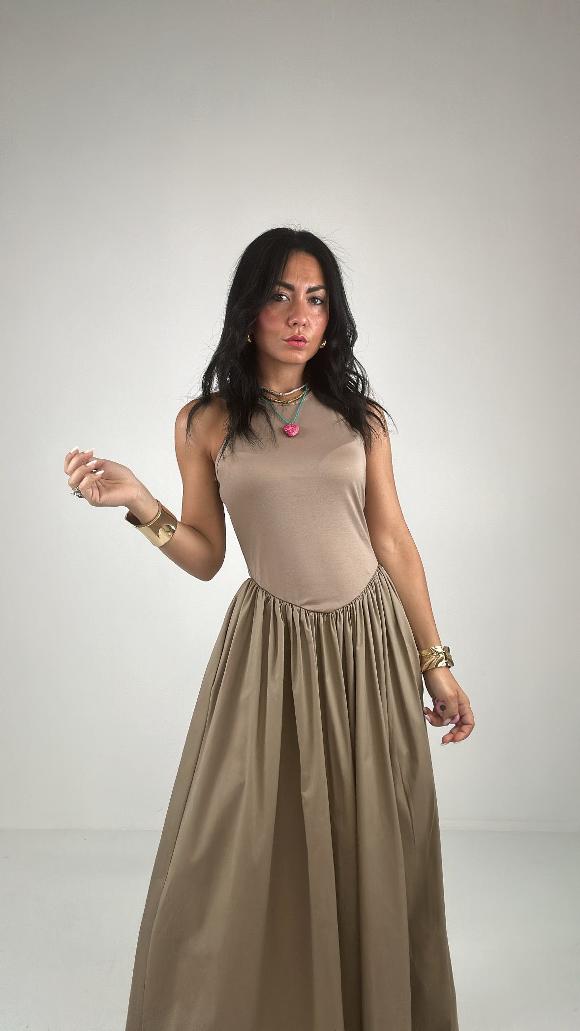 Vestito LUNGO RUOTA - BEIGE