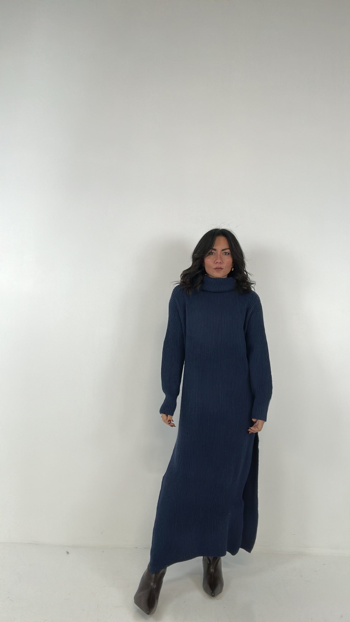 Vestito CON COLLO IN MAGLIA - BLU