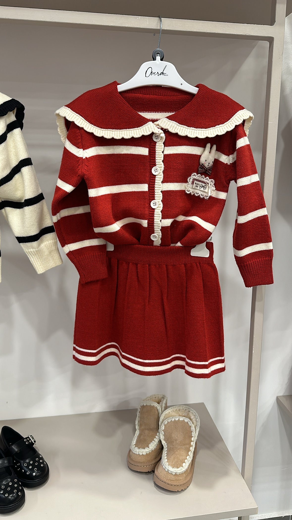 Coordinato RIGHE CON GONNA - ROSSO