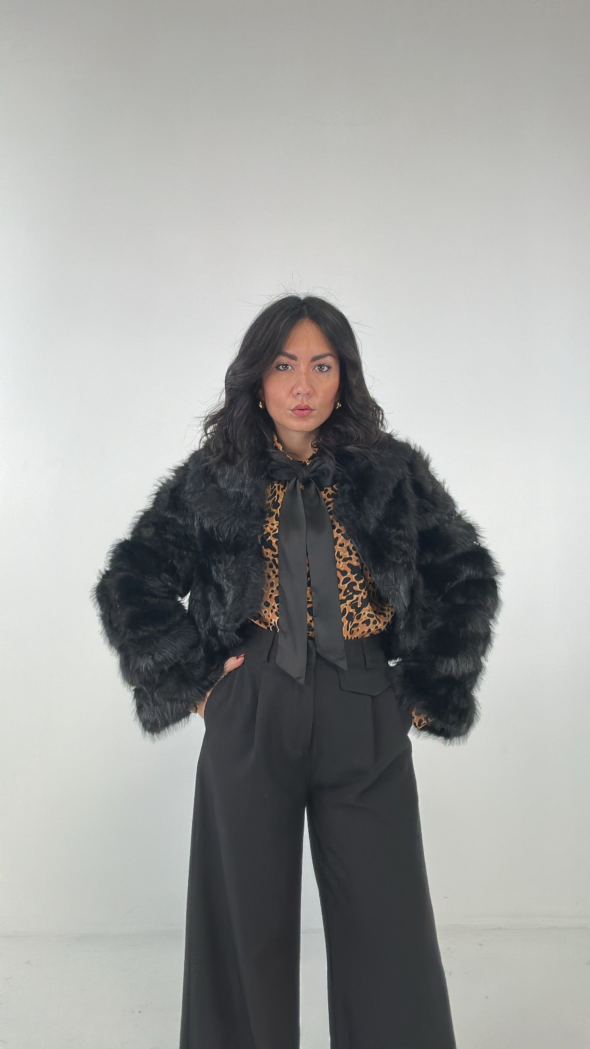 Ecopelliccia CROP TRAPUNTATA - NERO