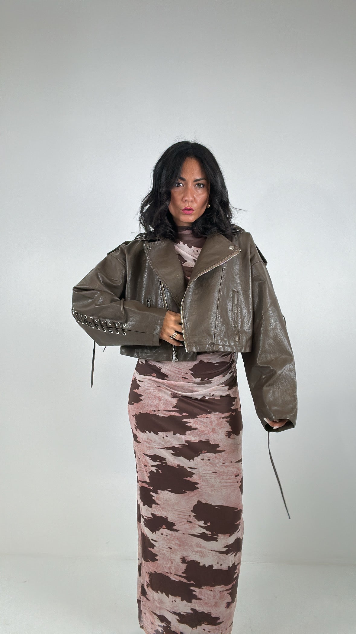 Chiodo OVER ECOPELLE INTRECCI - MARRONE
