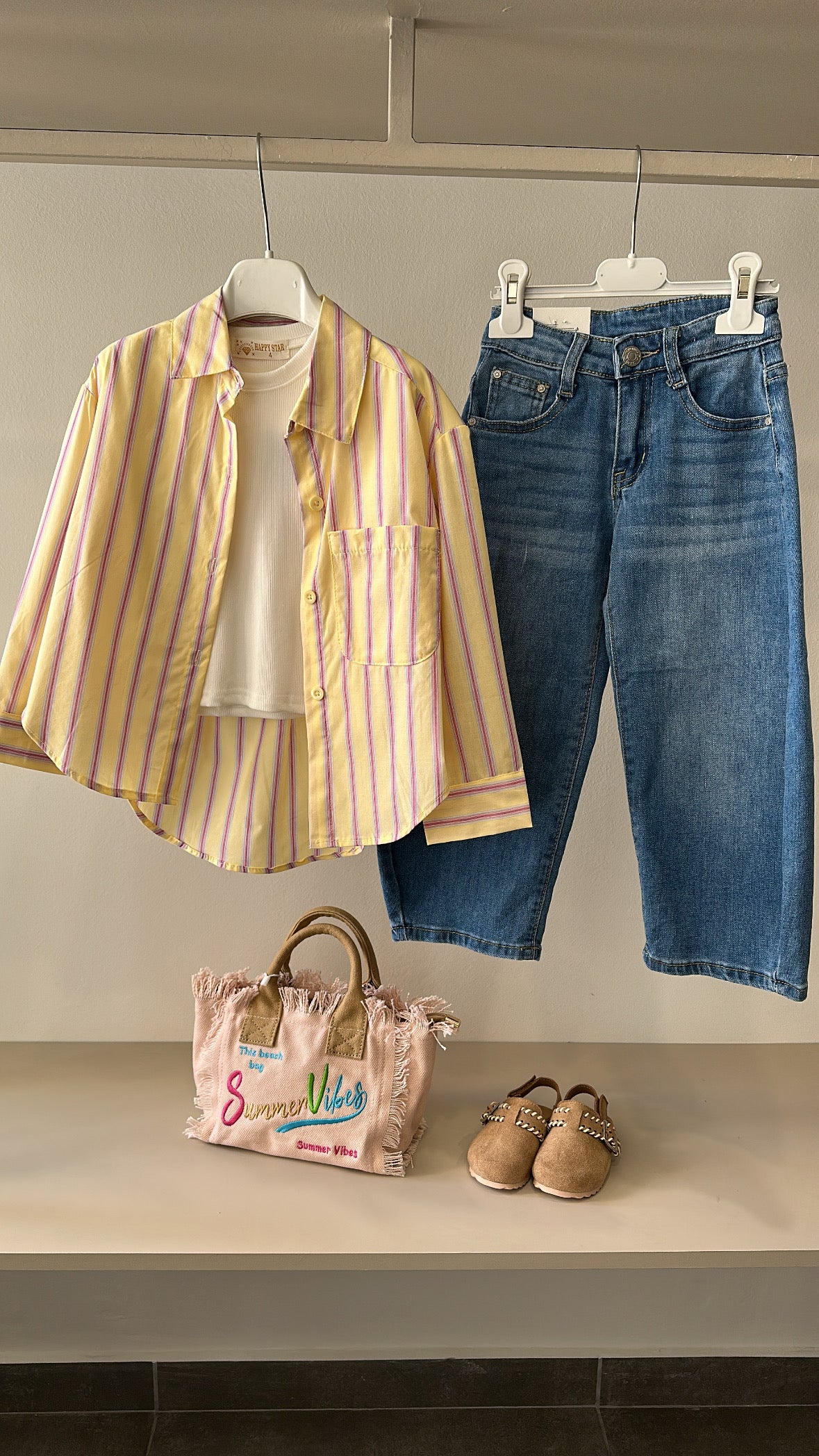 Camicia riga CON MAGLIA 4-14A - GIALLO