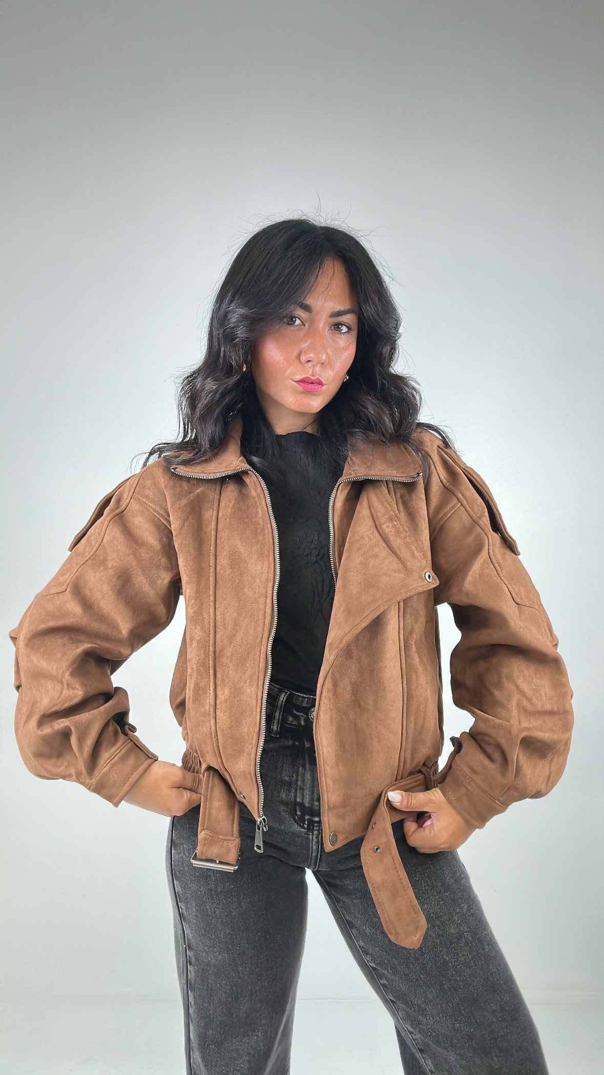 Chiodo BOMBER CAMOSCIO - CAMMELLO