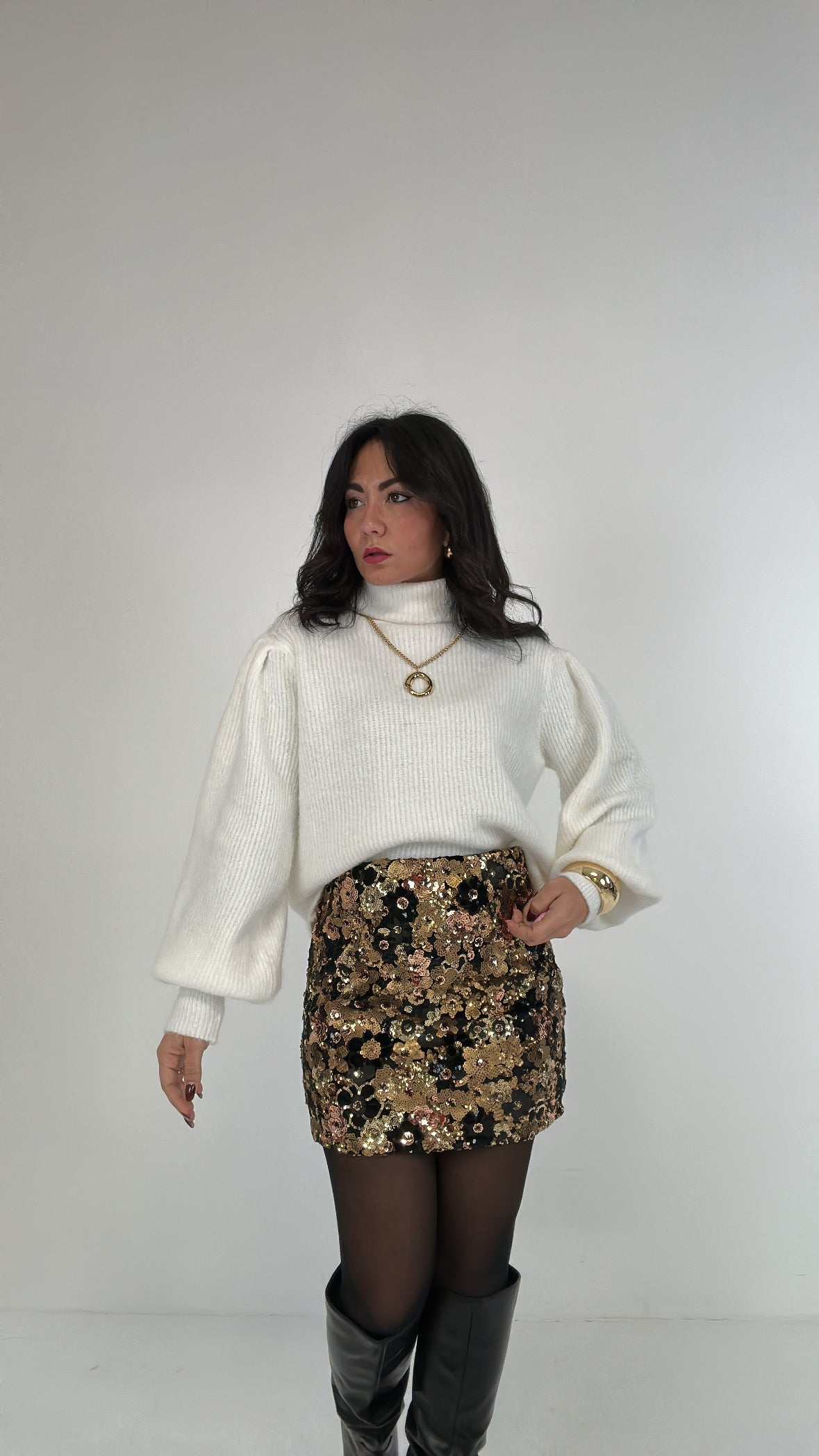 Gonna IN VELLUTO CON PAILLETTES - ORO