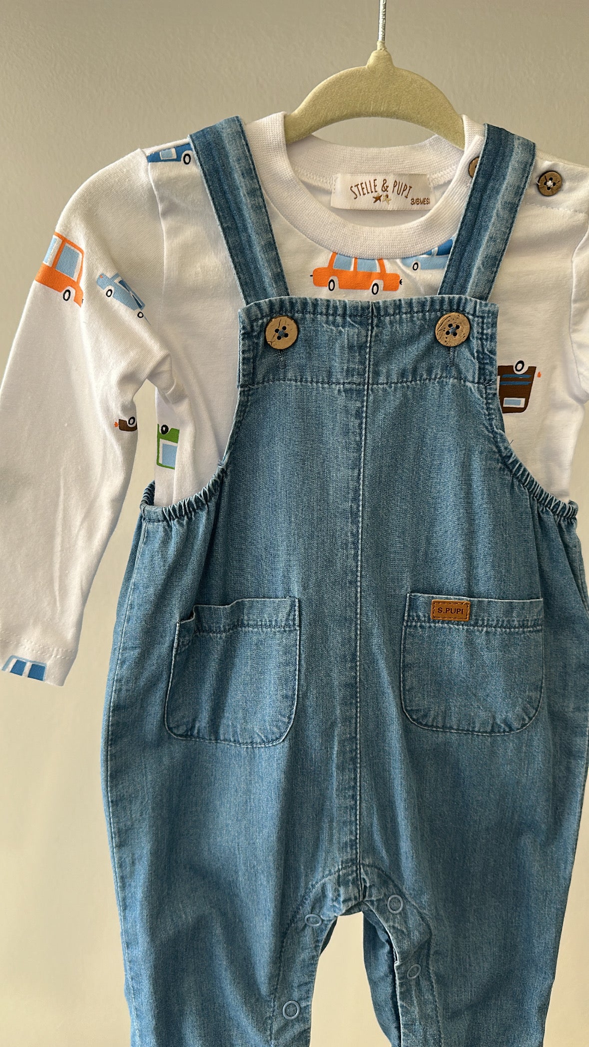 Salopette MACCHININA 3-18M - BIANCO