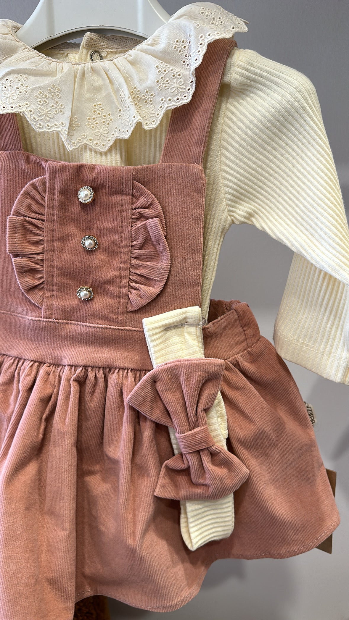 Completo SALOPETTA VELLUTO 9-24M - ROSA