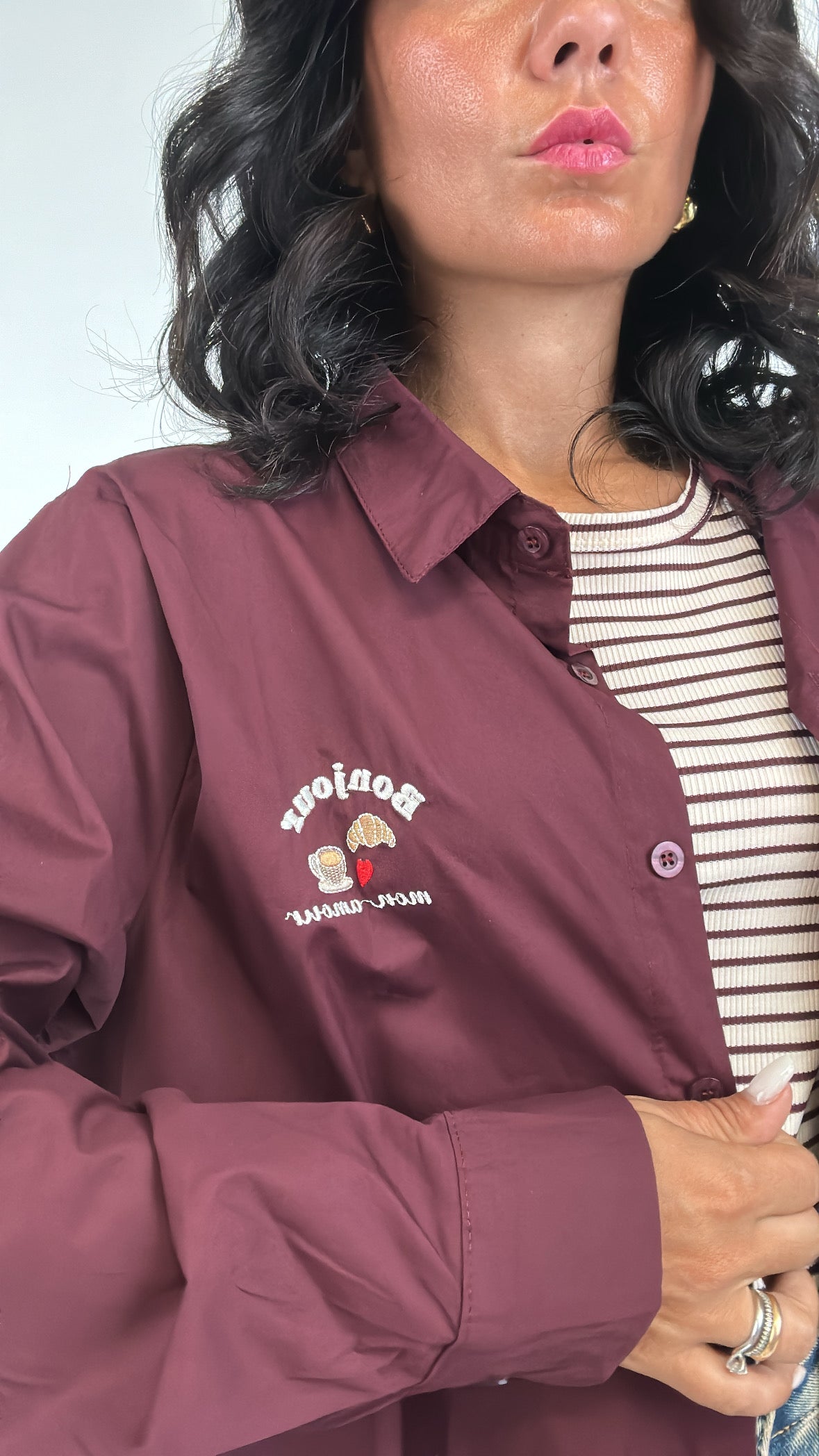 Camicia CON CANOTTA A RIGHE - BORDEAUX