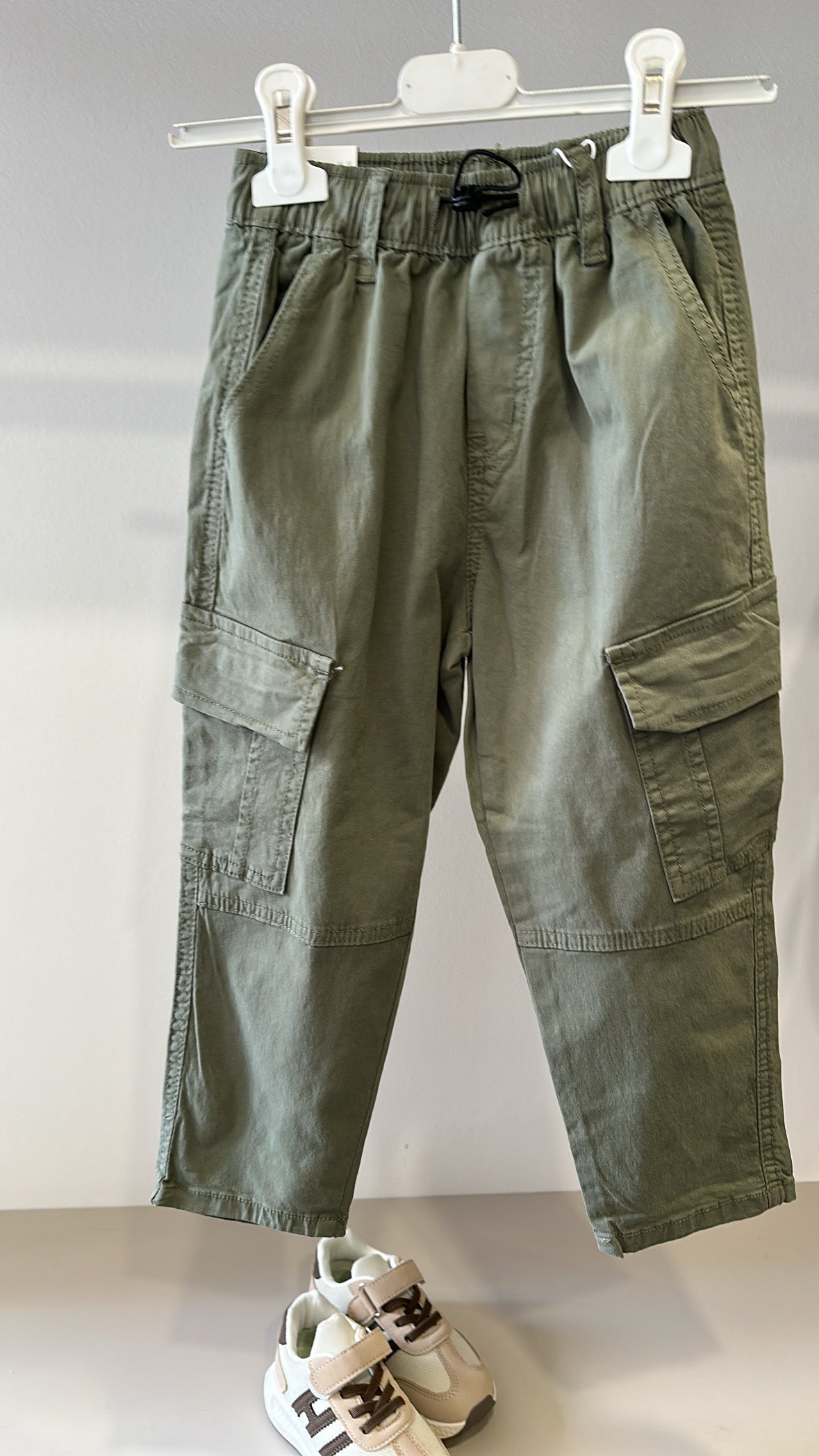 Pantalone CARGO IN COTONE 4-12A - VERDE MILITARE
