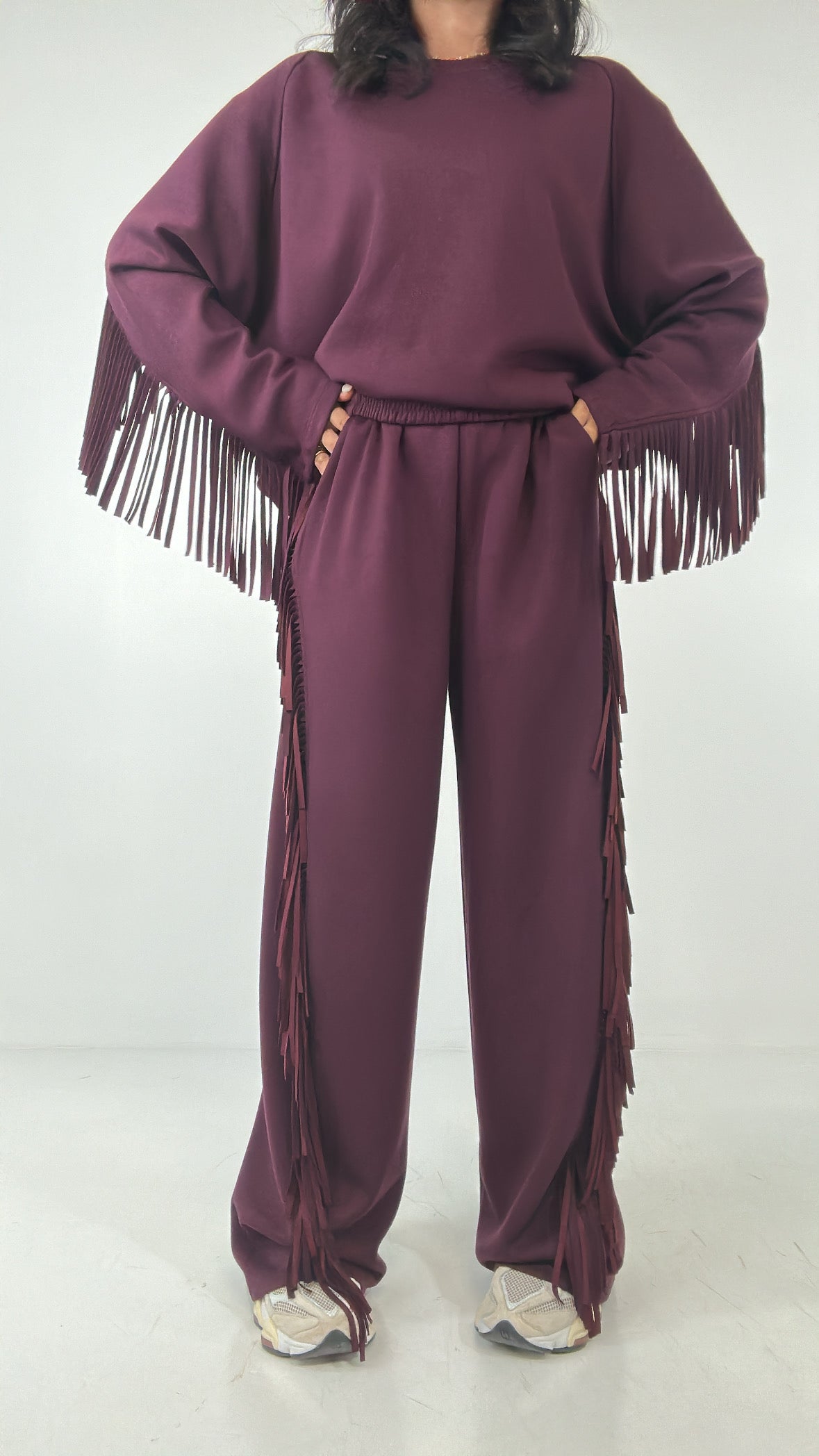 Pantalone LUMINA FRANGE - BORDEAUX