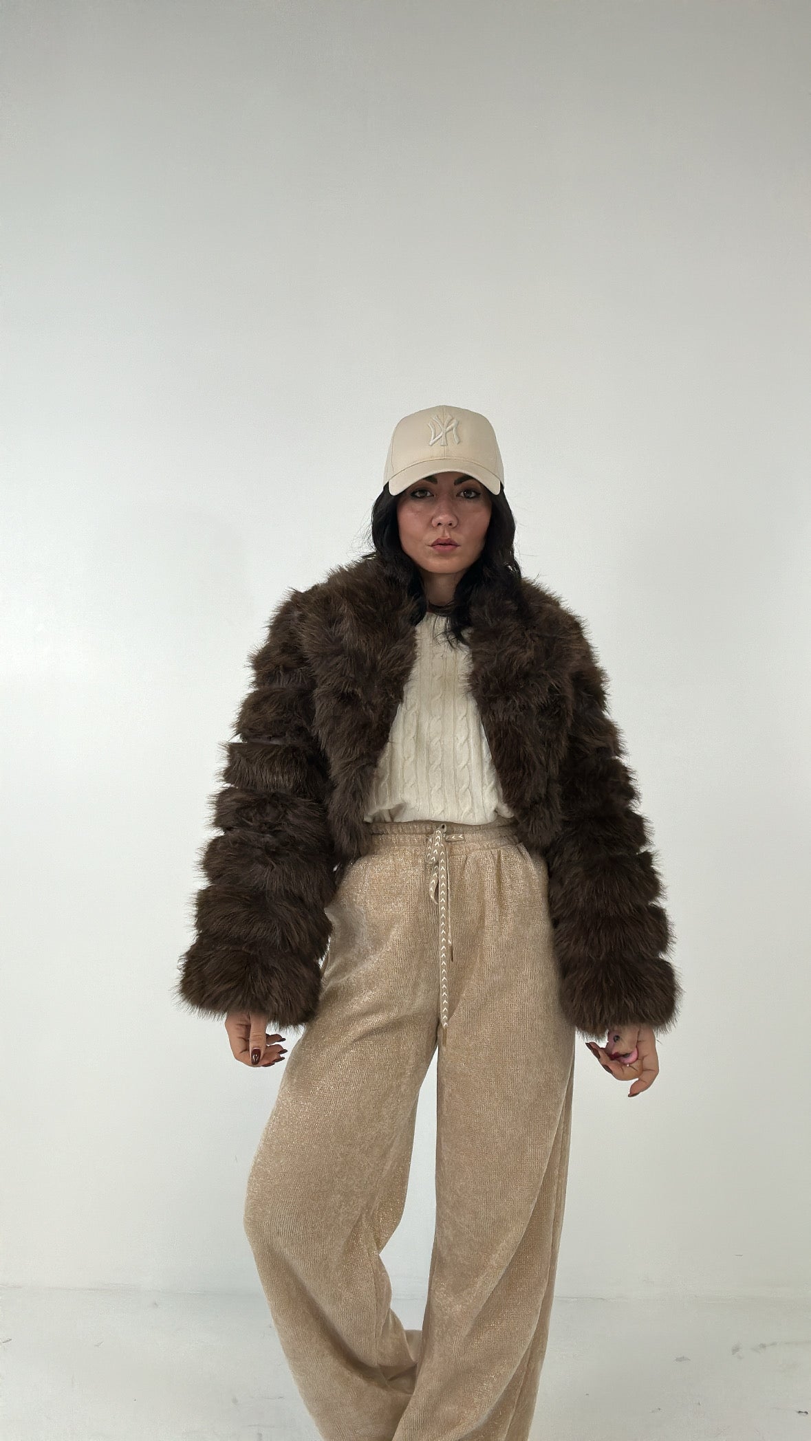 Ecopelliccia CROP TRAPUNTATA - MARRONE