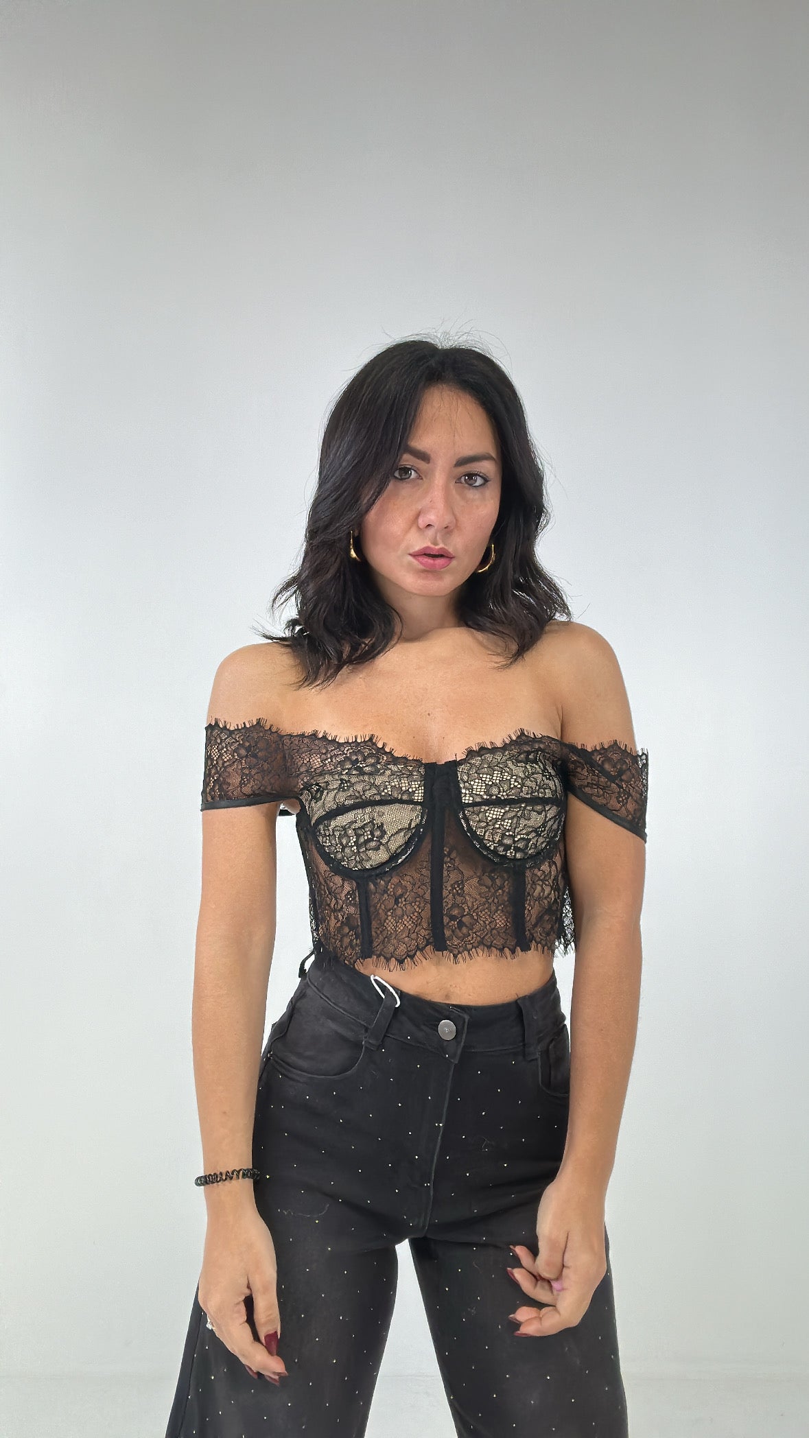 Corpetto BARCA IN PIZZO - NERO