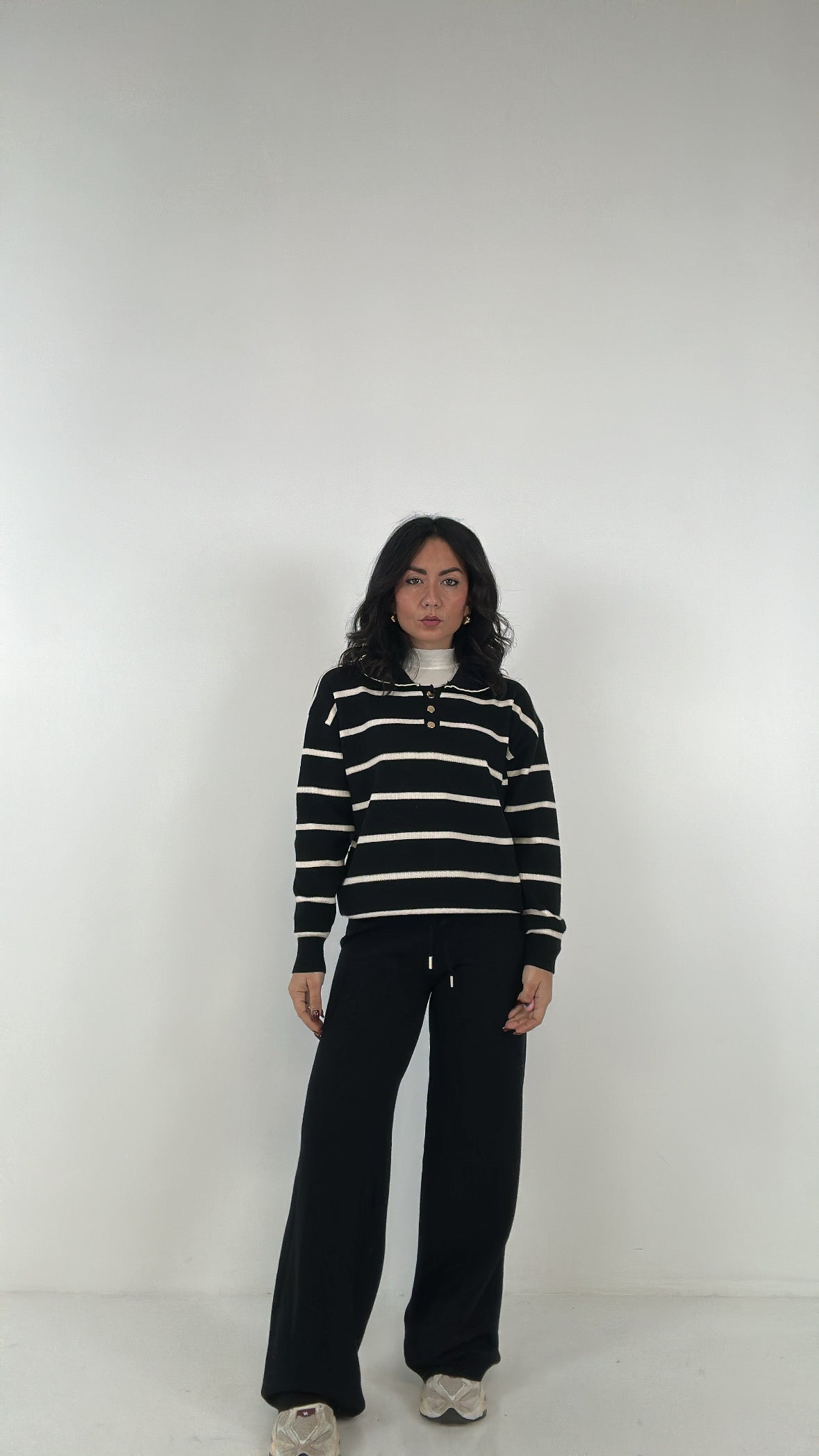 Coordinato CON POLO A RIGHE - NERO