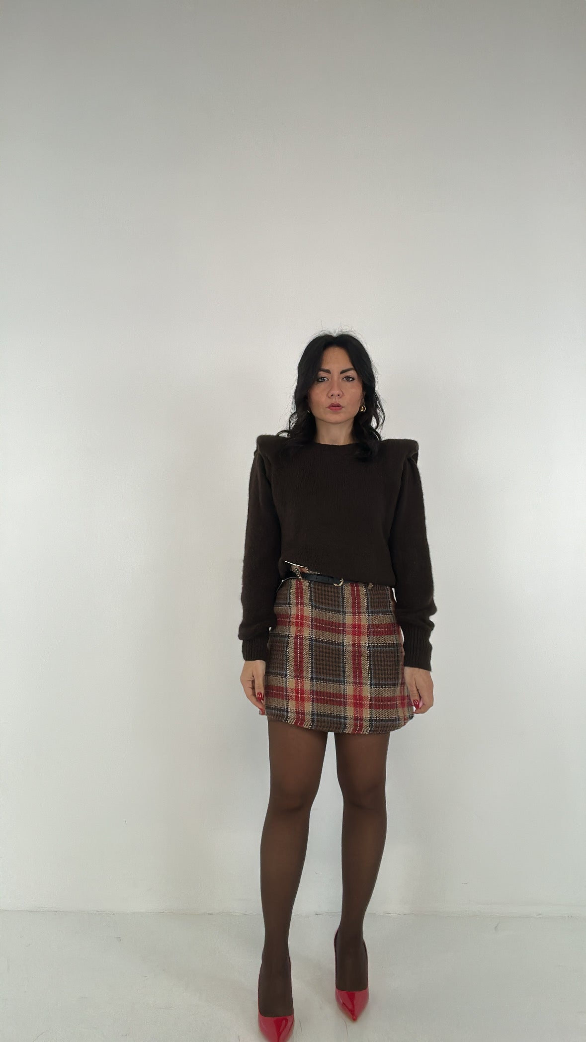 Gonna IN PANNO QUADRONE - MARRONE