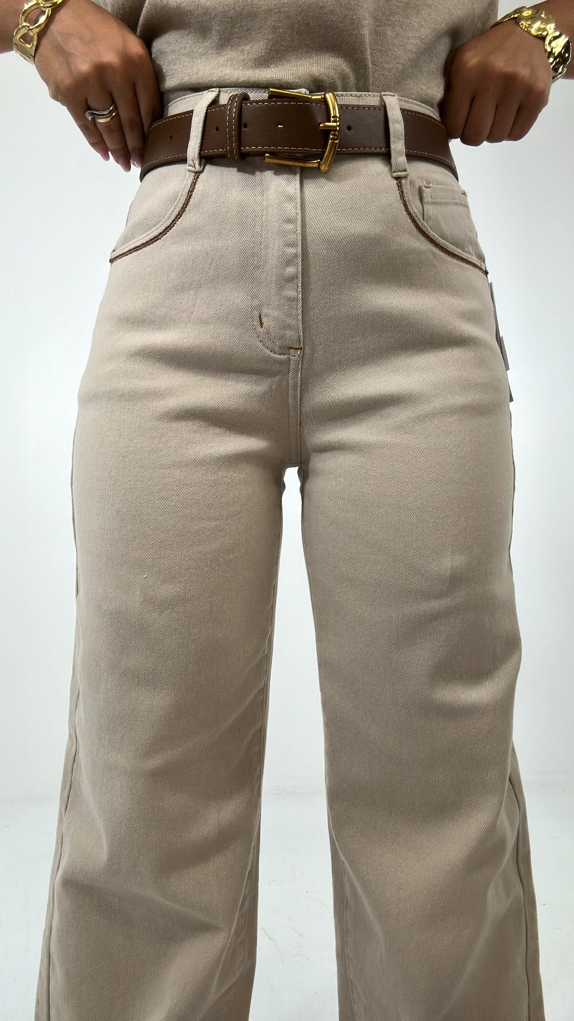 Jeans WIDE LEG KOKO - BEIGE