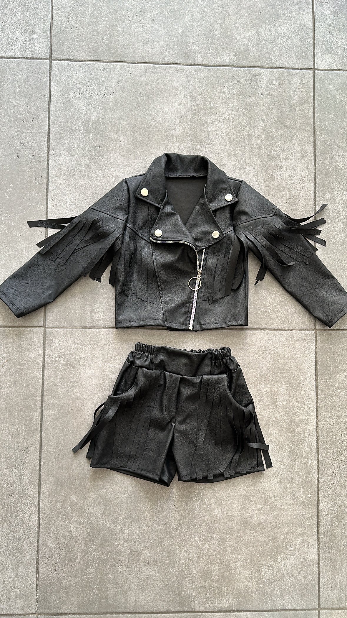 Short ECOPELLE FRANGE 4-14A - NERO