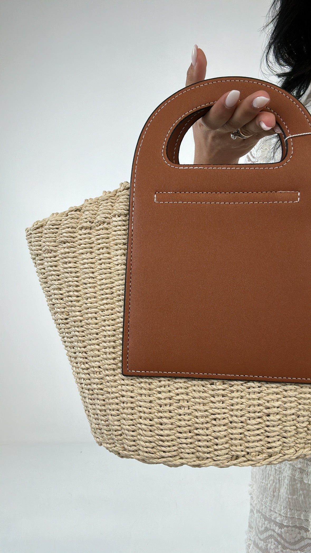 Borsa CERCHIO RAFFIA - CAMMELLO