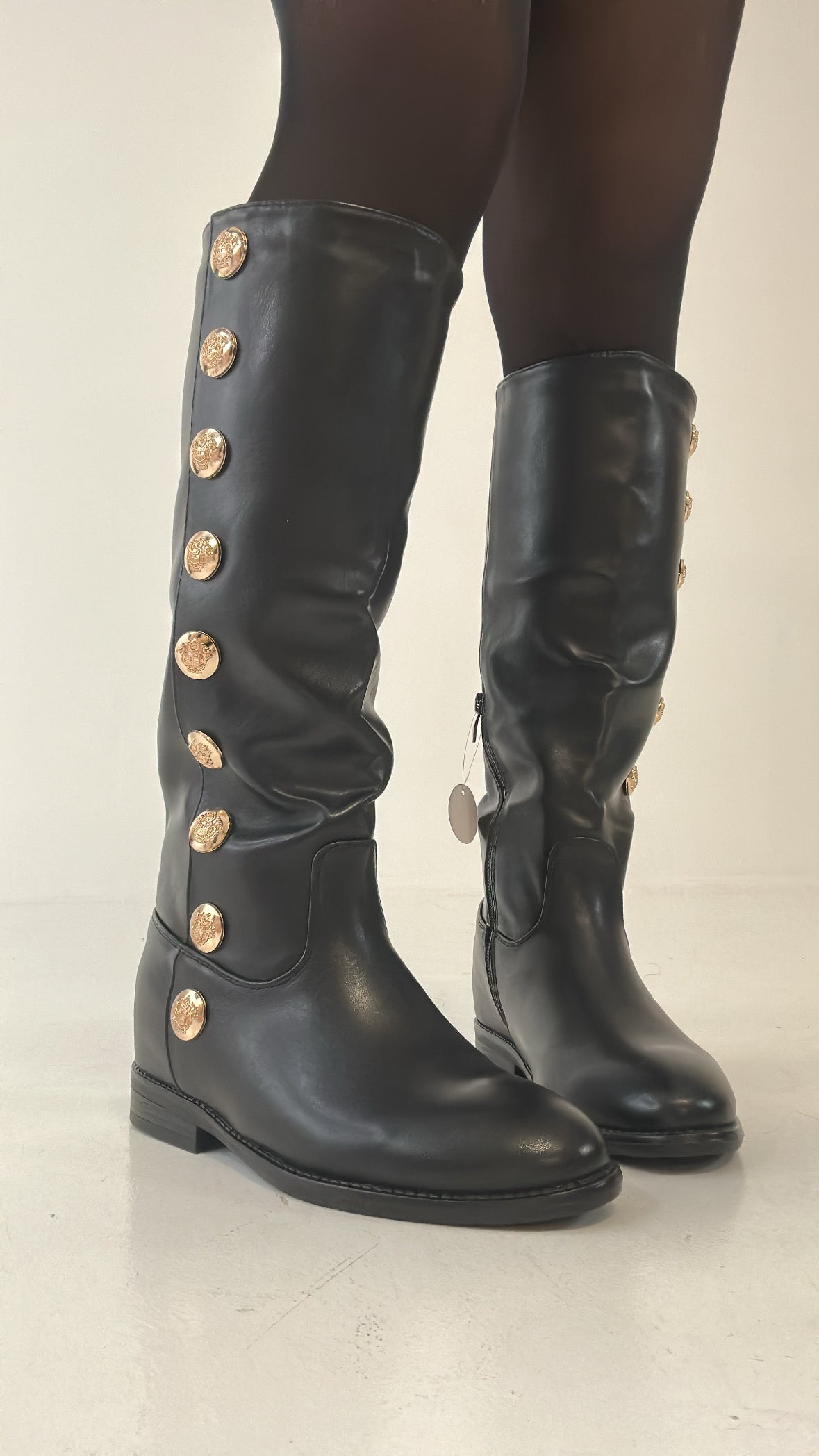 Stivale RIALZO BOTTONI ORO - NERO