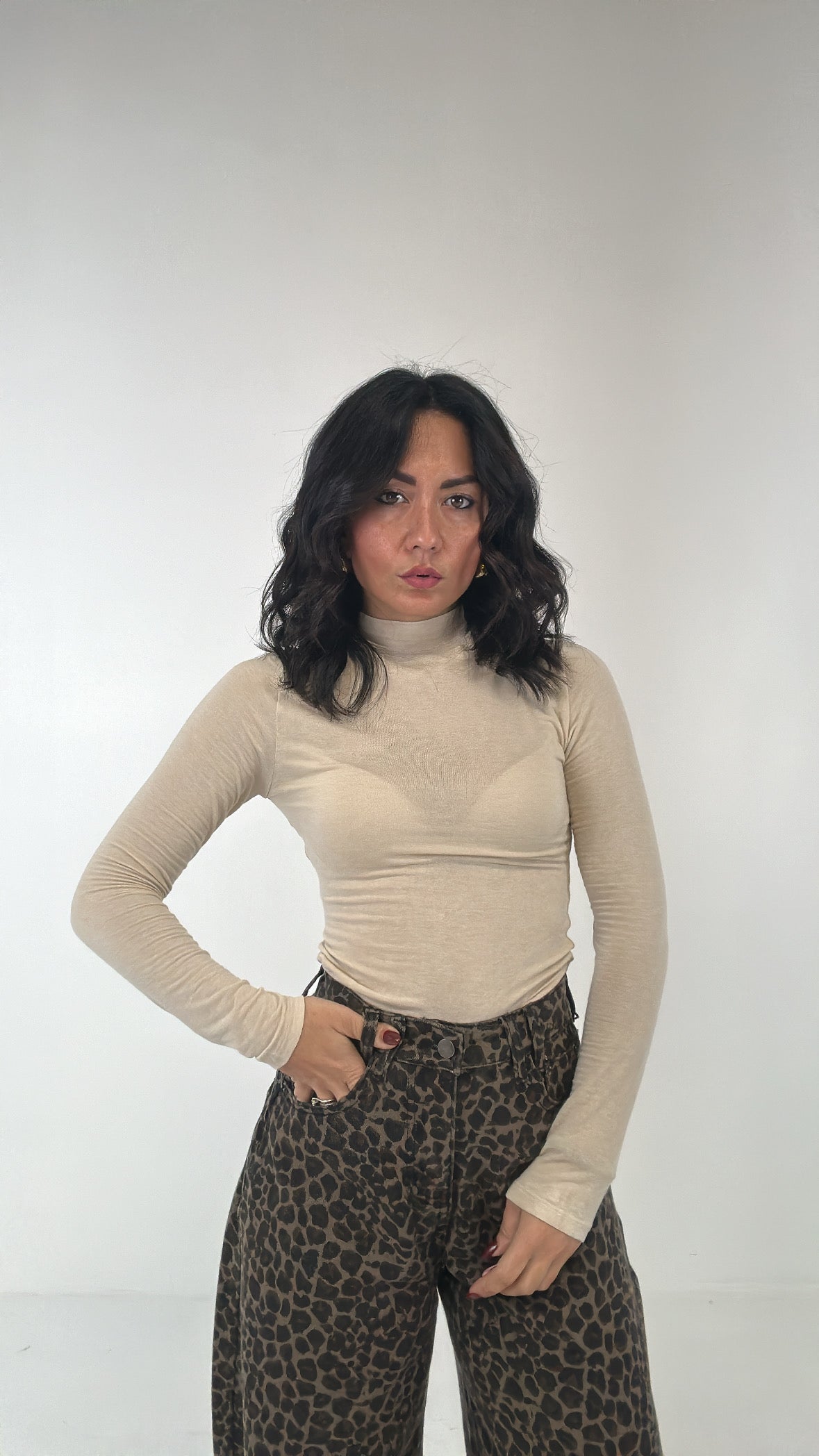 Maglia CON COLLO MANICA LUNGA - BEIGE