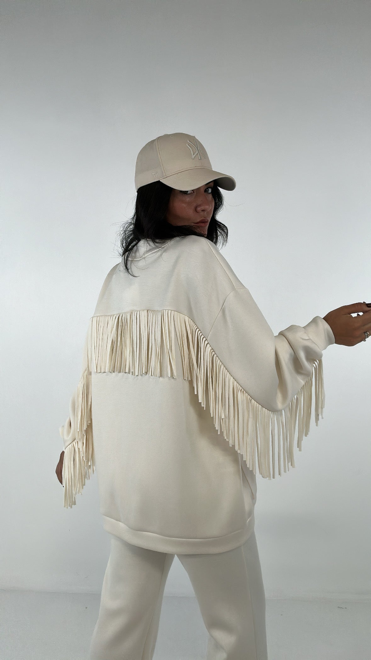 Cardigan FELPA LUMINA FRANGE - PANNA