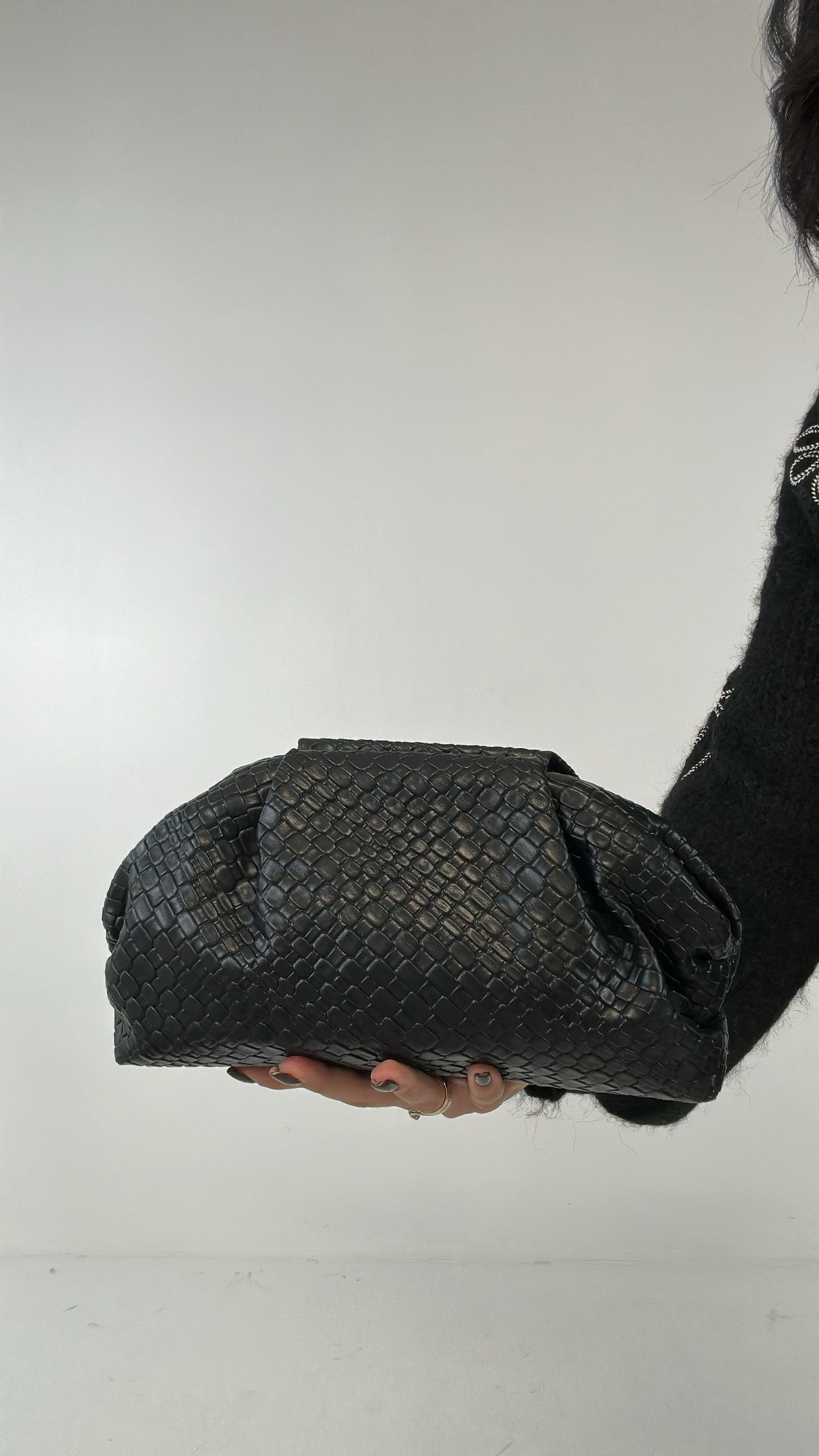 Clutch ECOPELLE INTRECCIATA - NERO