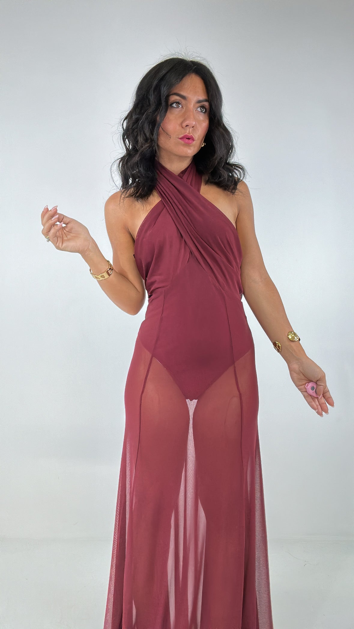 Abito LUMINA BODY VELO - BORDEAUX