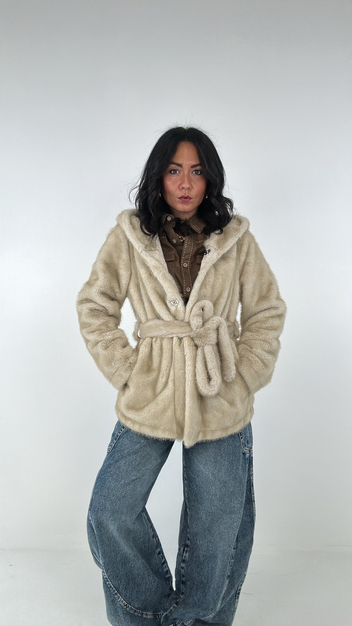 Ecopelliccia CINTURA LOW - BEIGE