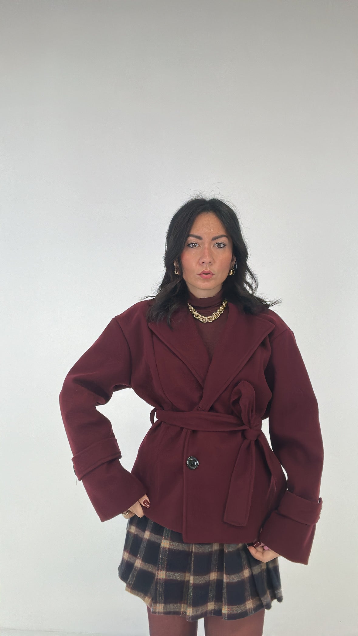 Cappotto CON CINTURA CORTO - BORDEAUX