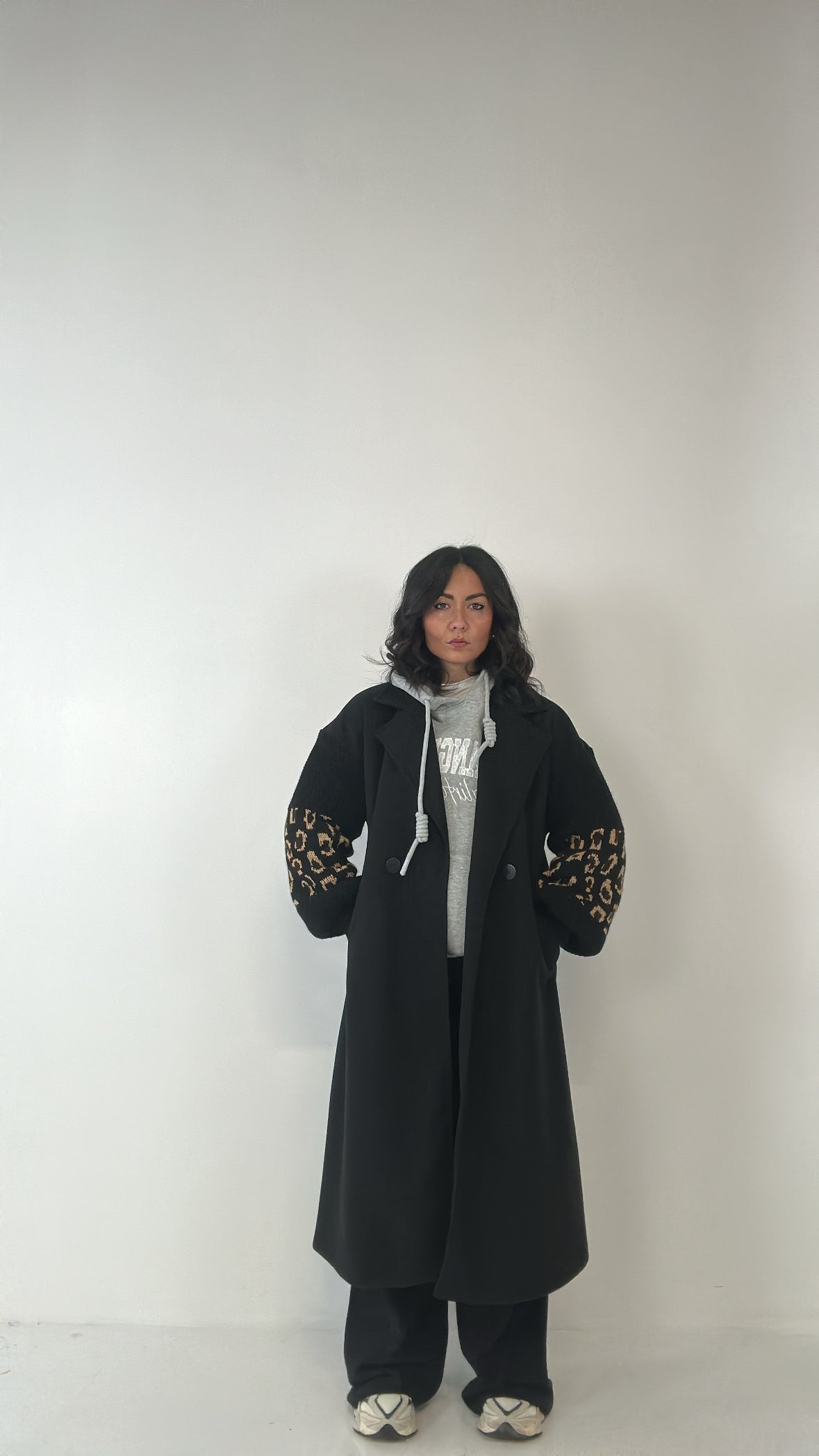 Cappotto MANICA MACULATA - NERO